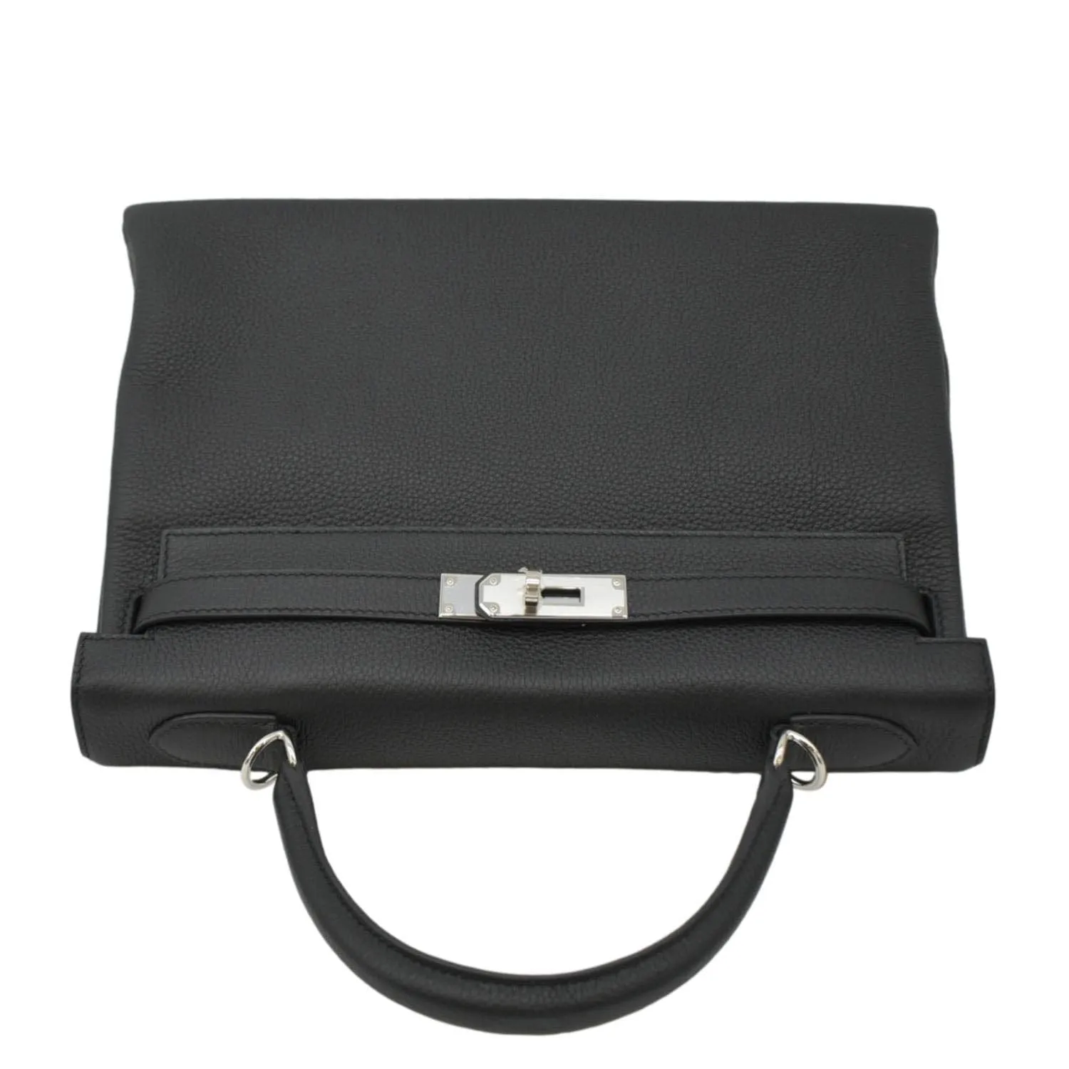HERMES Kelly 32 Togo Leather Tote Shoulder Bag Black