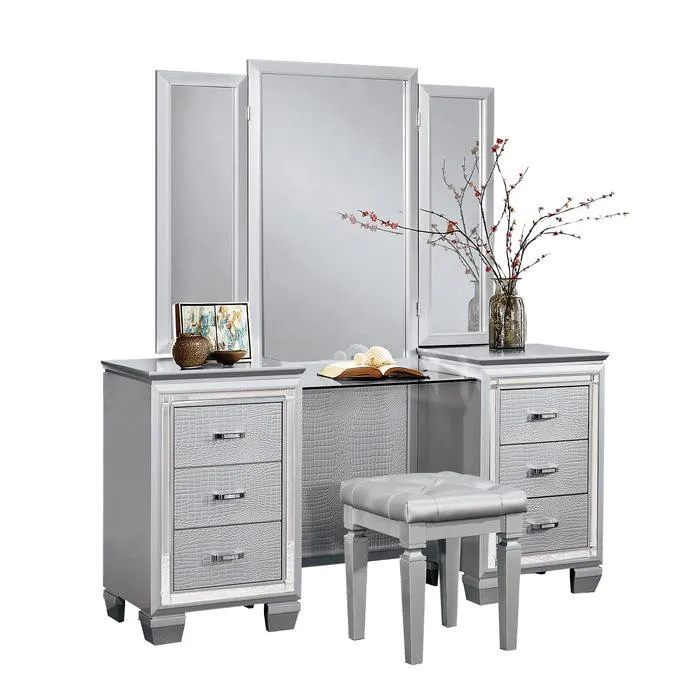 Homelegance Allura Vanity Dresser with Mirror in Silver 1916-15*