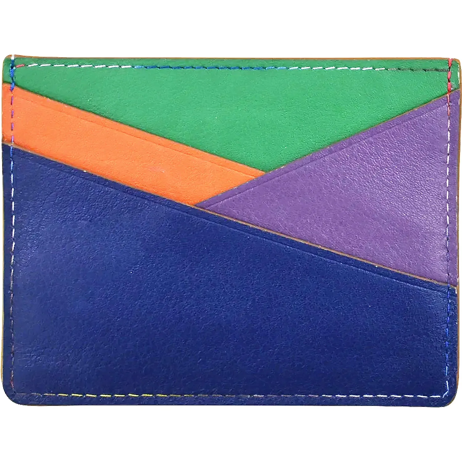 ili New York Asymmetric Card Case Rainbow Multi Leather