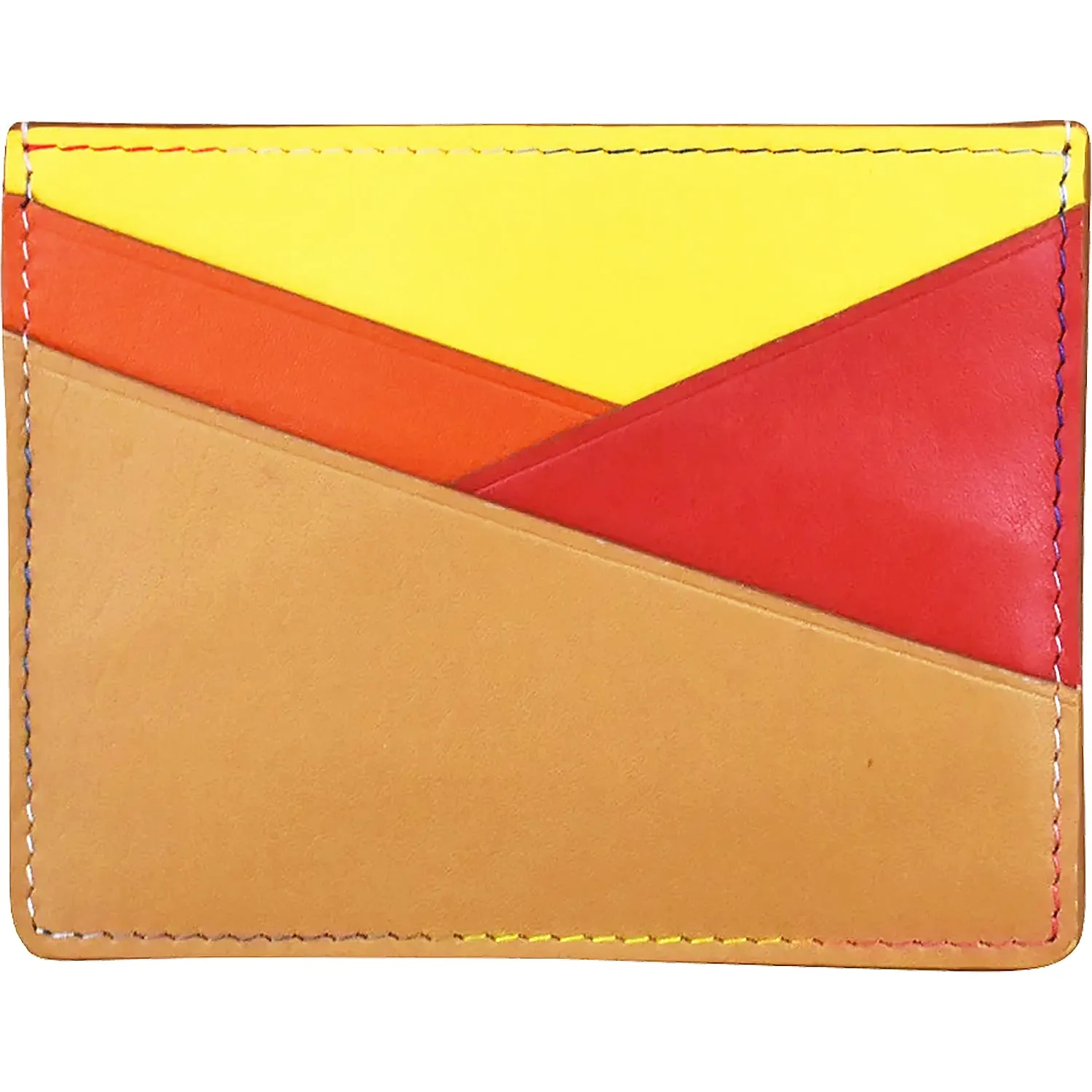 ili New York Asymmetric Card Case Rainbow Multi Leather