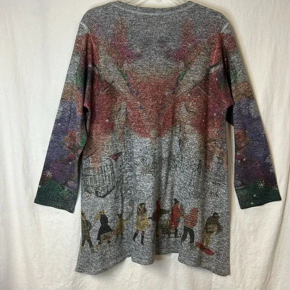 Inoah Women’s Multicolor Graphic Sweater Size XL Scoop Neck Long Sleeve