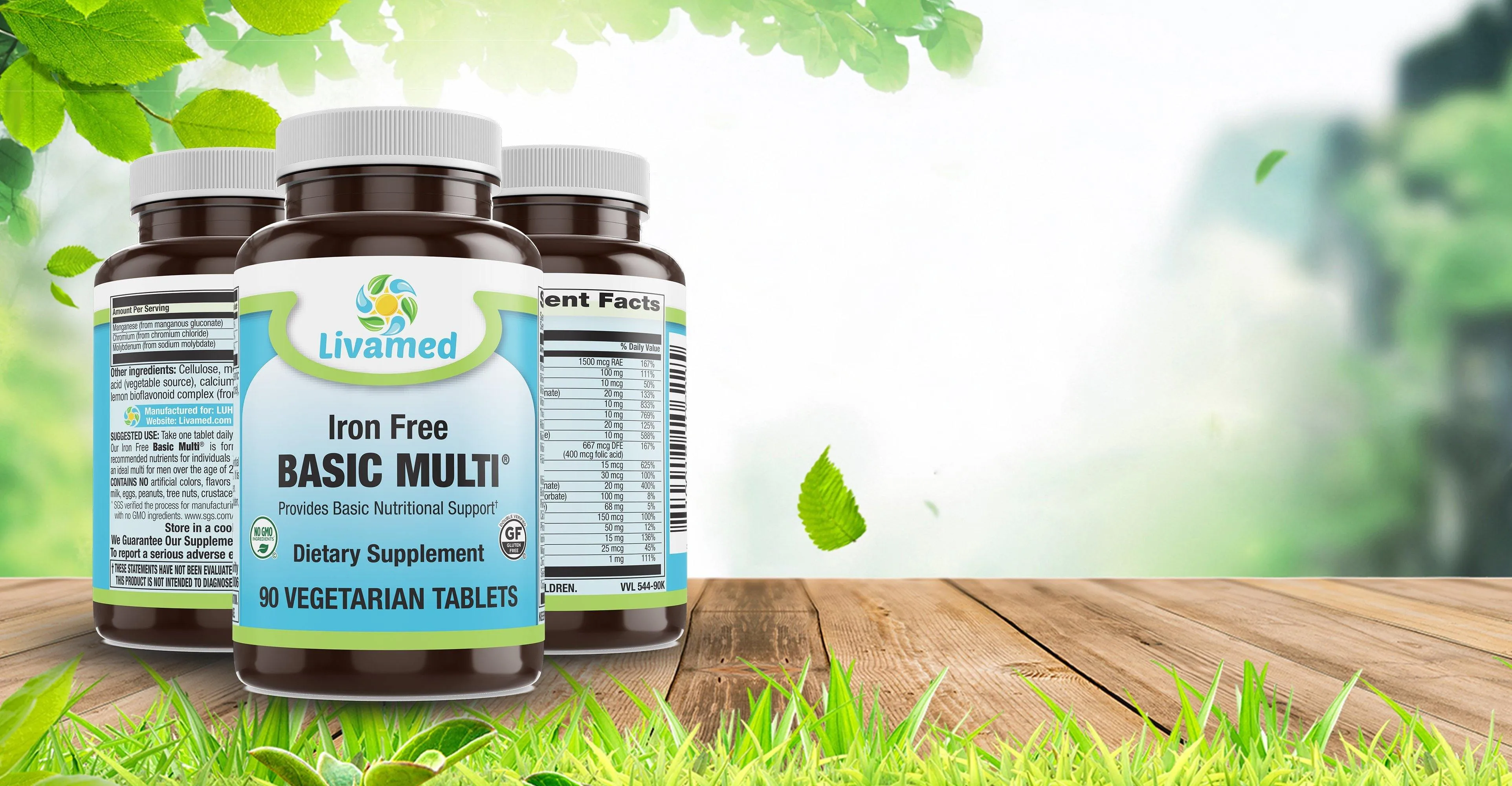 Iron Free Basic Multi® Veg Tabs 90 Count