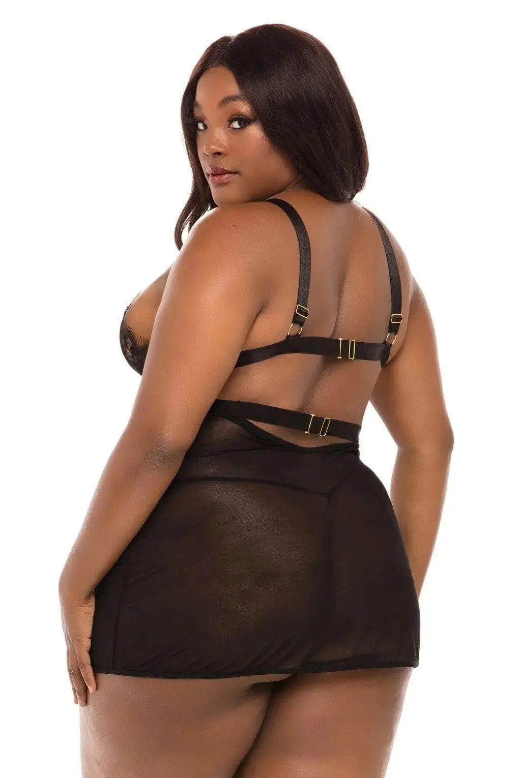 Janet Eyelash Lace and Mesh Babydoll Set