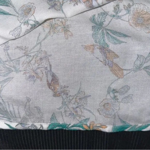 Japna L White Orange Blue Purple Green Floral Bird Print PJ Set Top &amp; Shorts