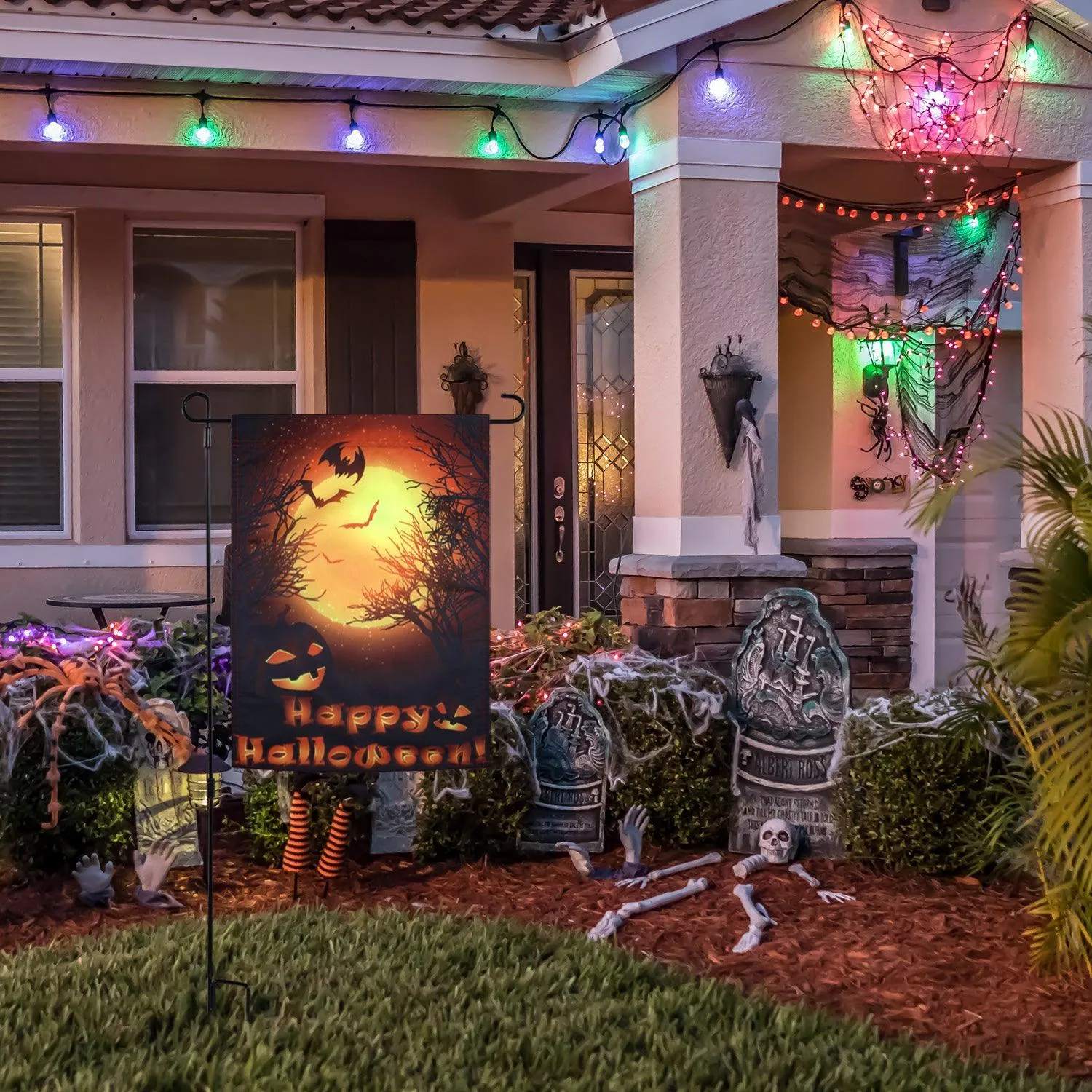 Jetlifee Halloween Full Moon Raven Garden Flag
