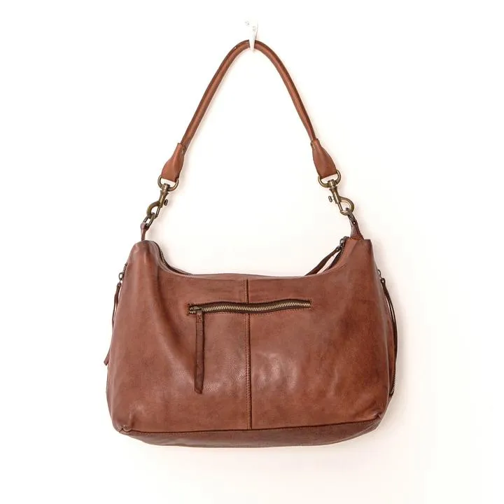 JUJU & CO Small Leather Slouchy - Cognac