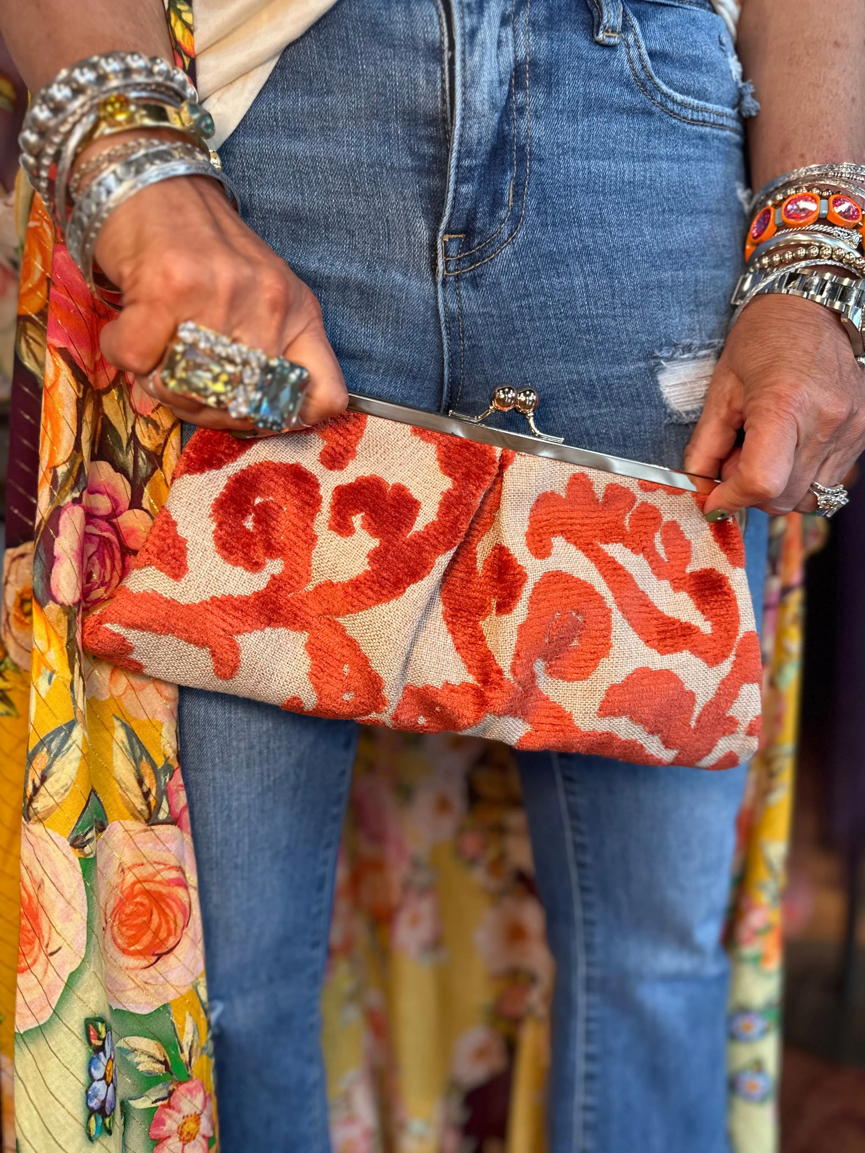 Kate Clutch Purse in Crazed Coral