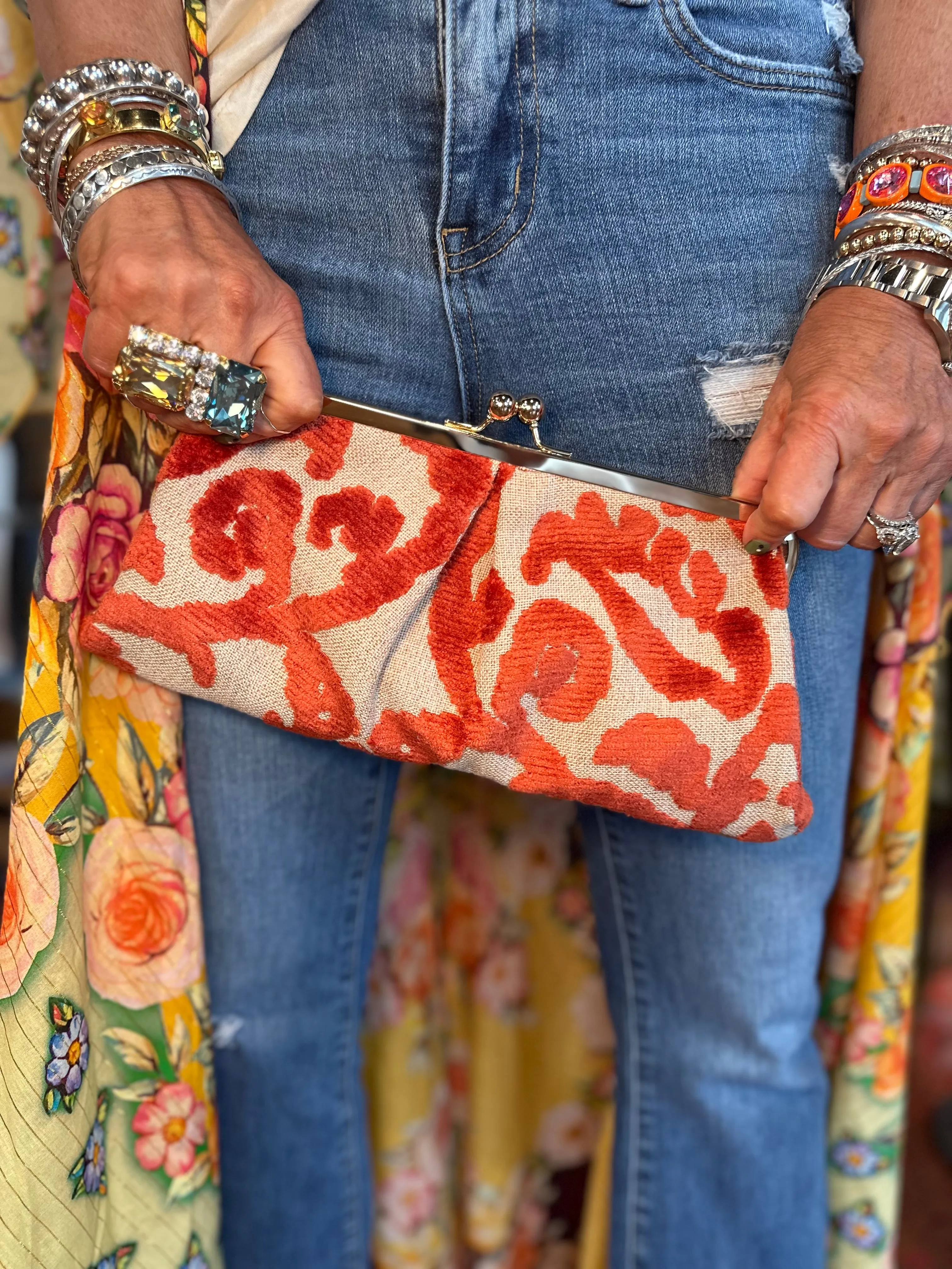 Kate Clutch Purse in Crazed Coral