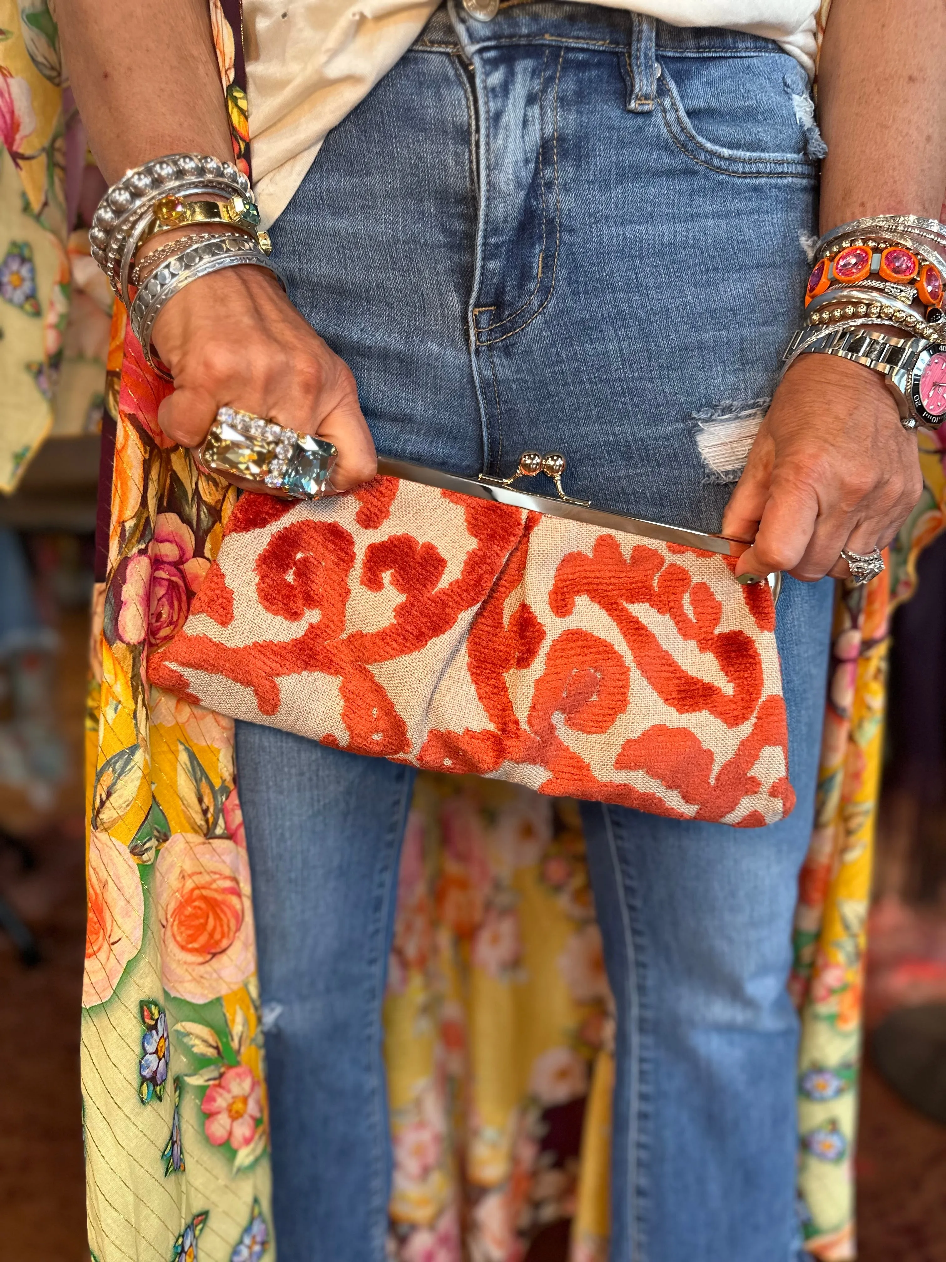 Kate Clutch Purse in Crazed Coral