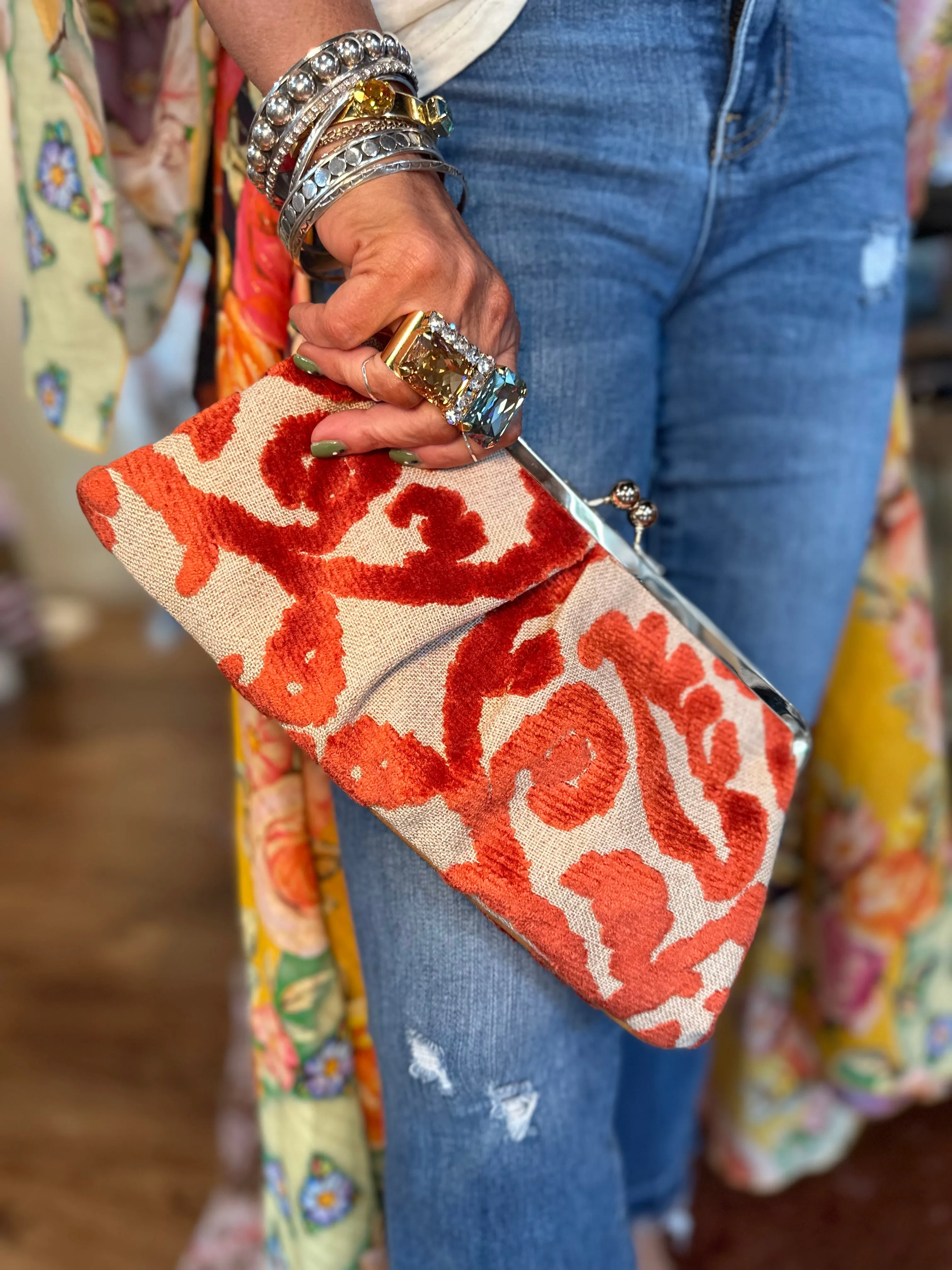 Kate Clutch Purse in Crazed Coral
