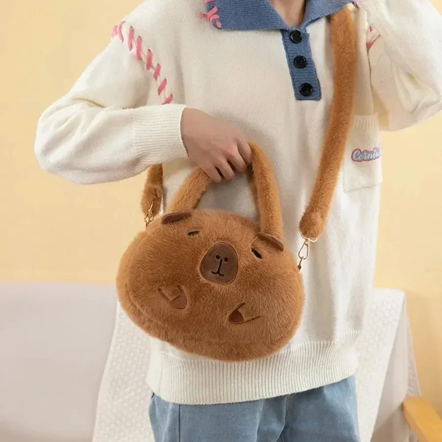 Kawaii Capybara Plush Backpack 🐾🎒 - Adorable Strawberry Hat Turtle Design, 33cm Stuffed Toy Pendant!