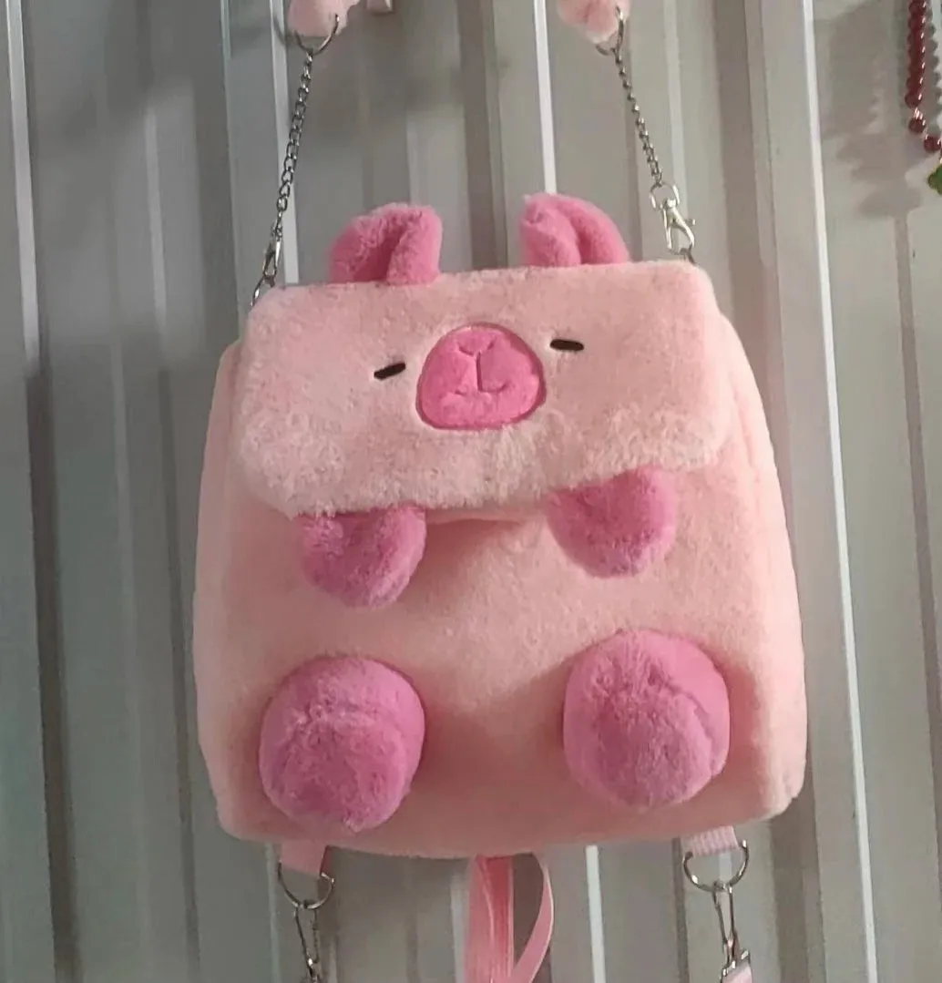 Kawaii Capybara Plush Backpack 🐹✨ | Cute Large Capacity Schoolbag for Students & Women 🎒💖 | Versatile Handbag & Crossbody Bag
