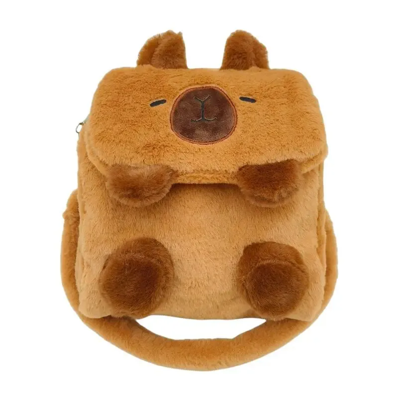 Kawaii Capybara Plush Backpack 🐹✨ | Cute Large Capacity Schoolbag for Students & Women 🎒💖 | Versatile Handbag & Crossbody Bag