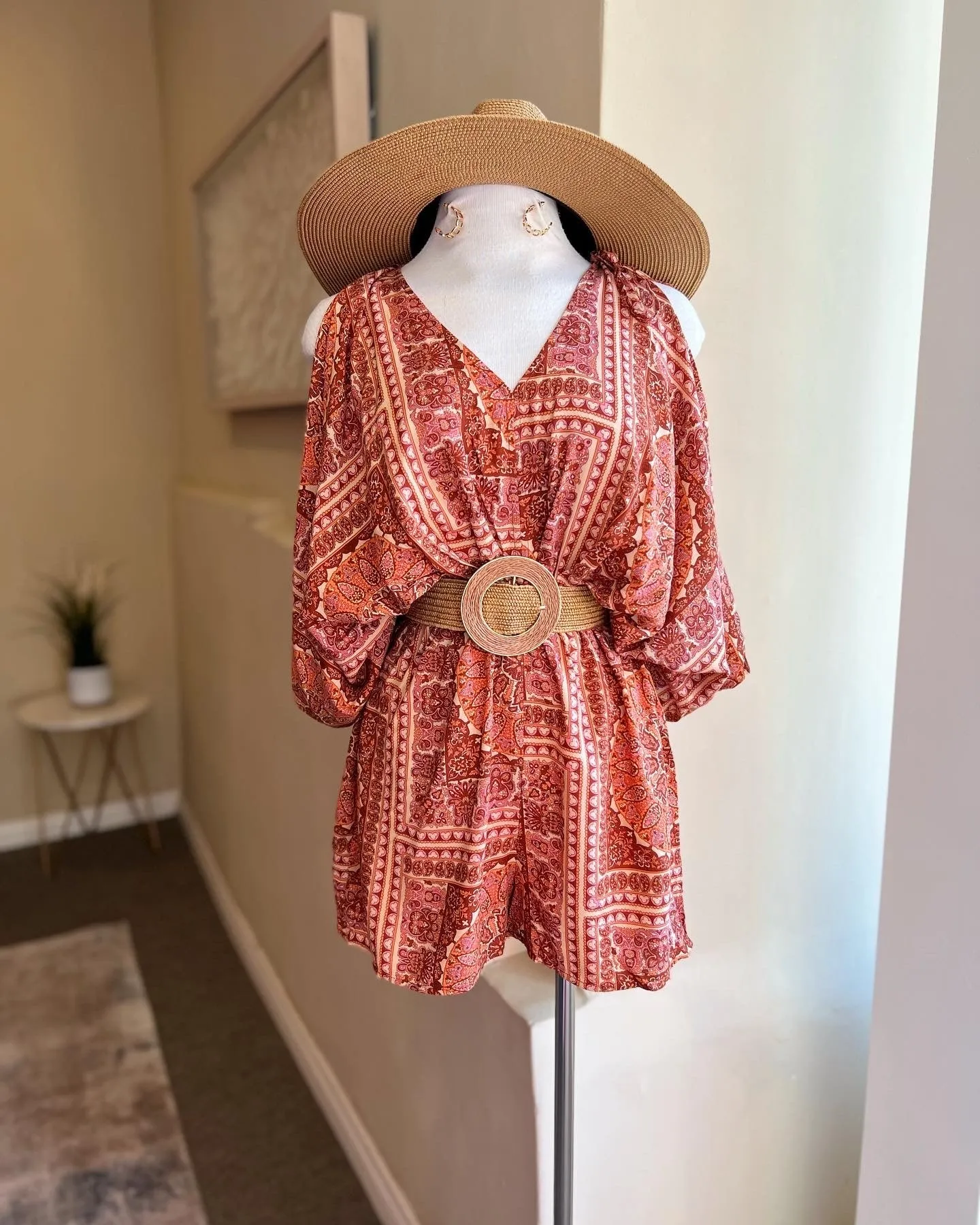Kimono Tie Shoulder Strap Romper