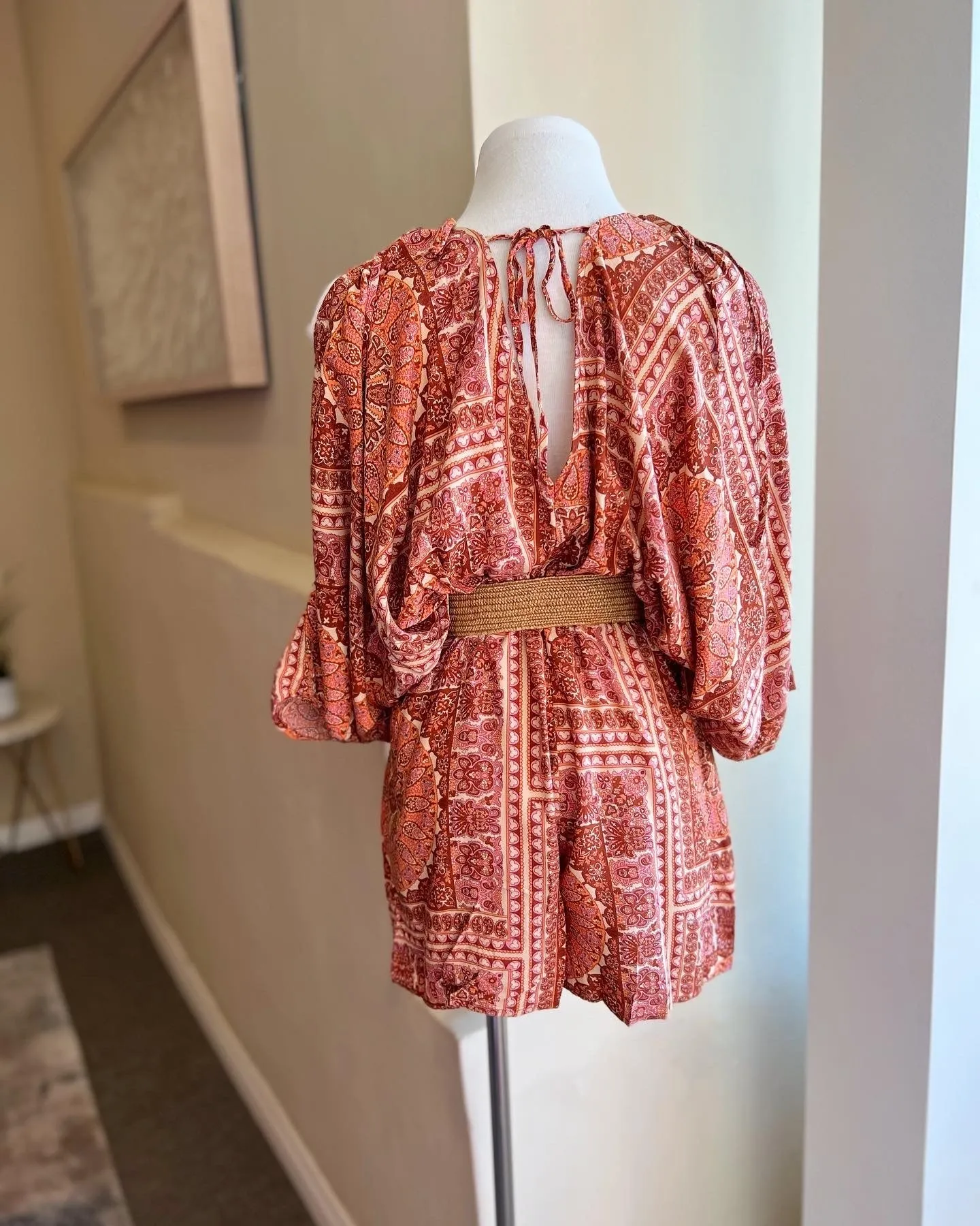 Kimono Tie Shoulder Strap Romper