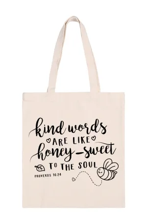 Kind Words Print Minimalist Fashion Tote Bag - Pack of 6