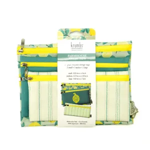 Krumbs Kitchen Farmhouse Fresh Zips Reuseable Storage Bags - 3-Pack