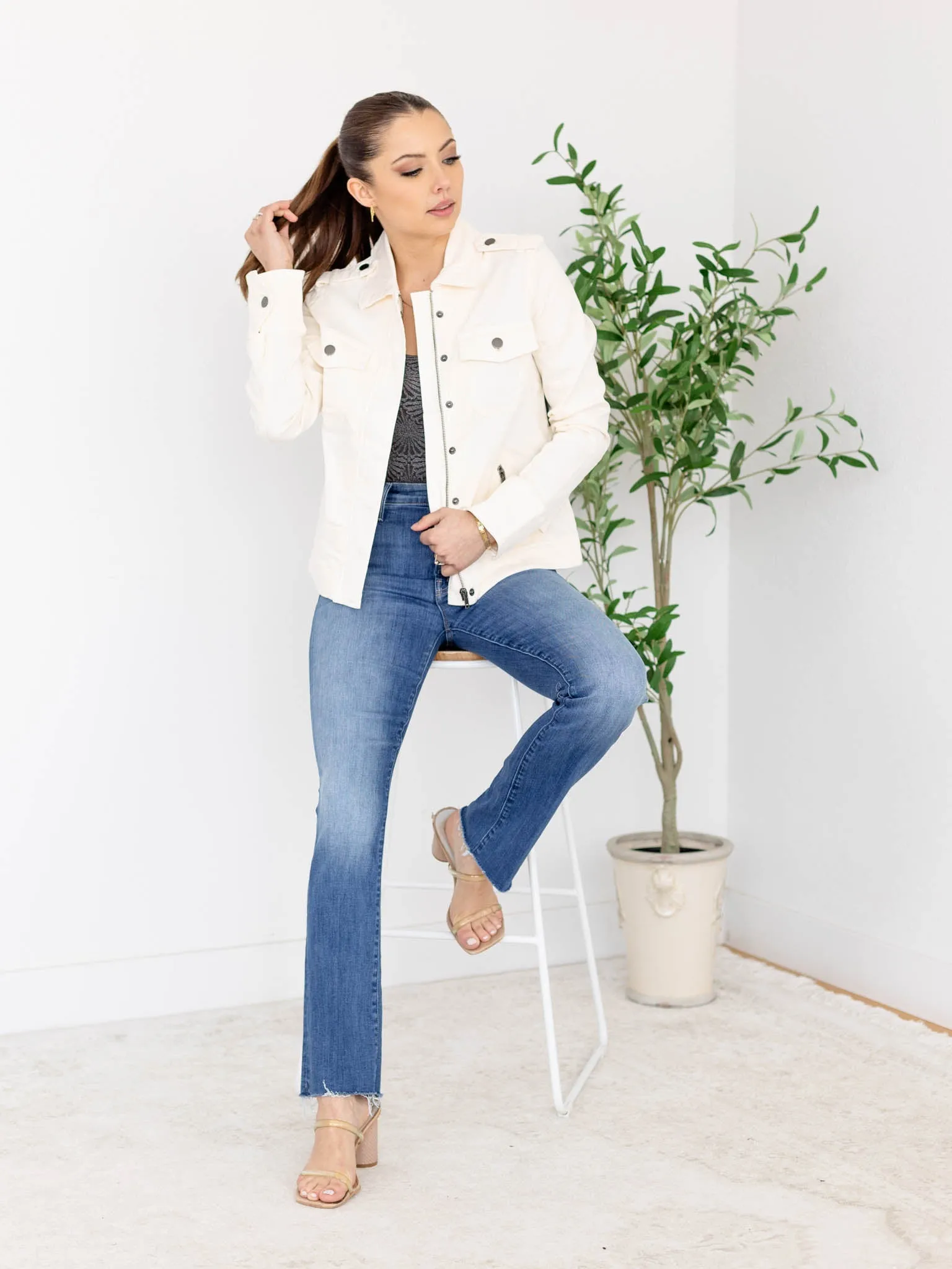 KUT Ecru Amanda Boxy Jacket