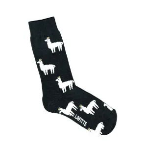 Lafitte Lama Socks - Charcoal & Pink