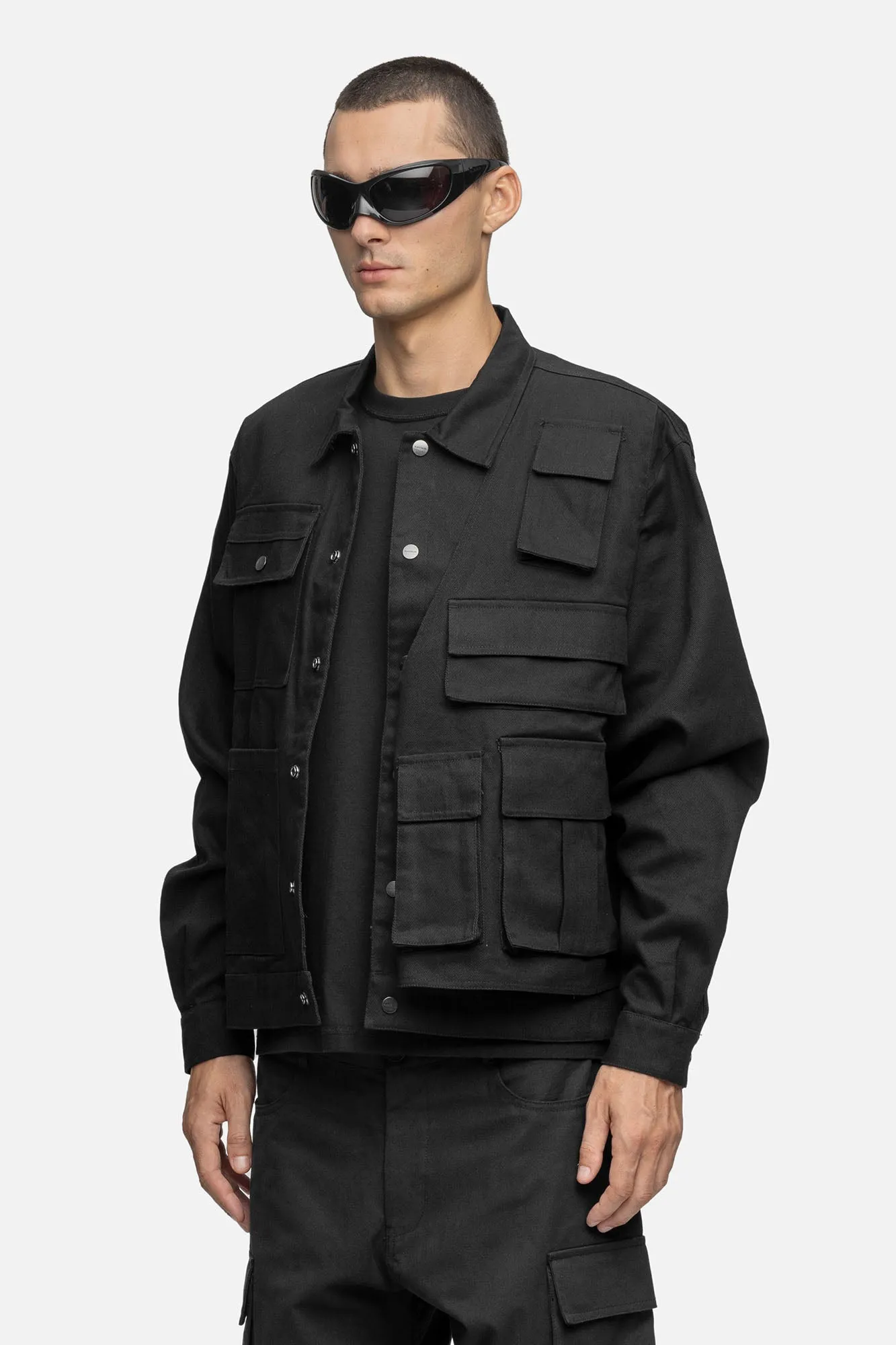 LAYERED UTILITY SHIRT BLACK