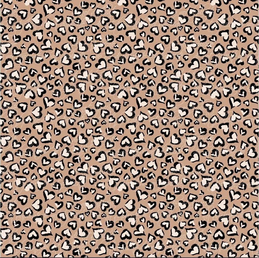 Leopard Heart tan Printed Vinyl