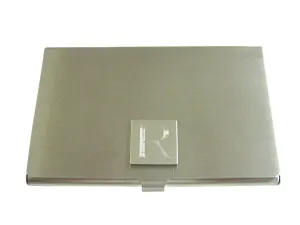 Letter R Etched Monogram Business Card Holder