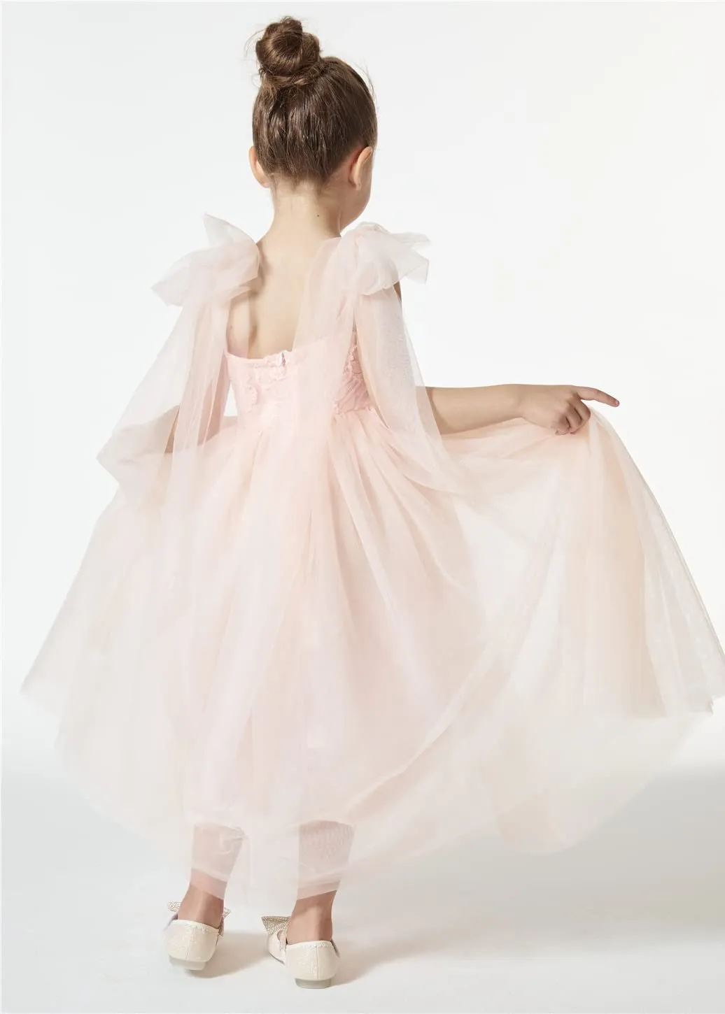 Lily Adjustable Strap Girl Dress in Pink
