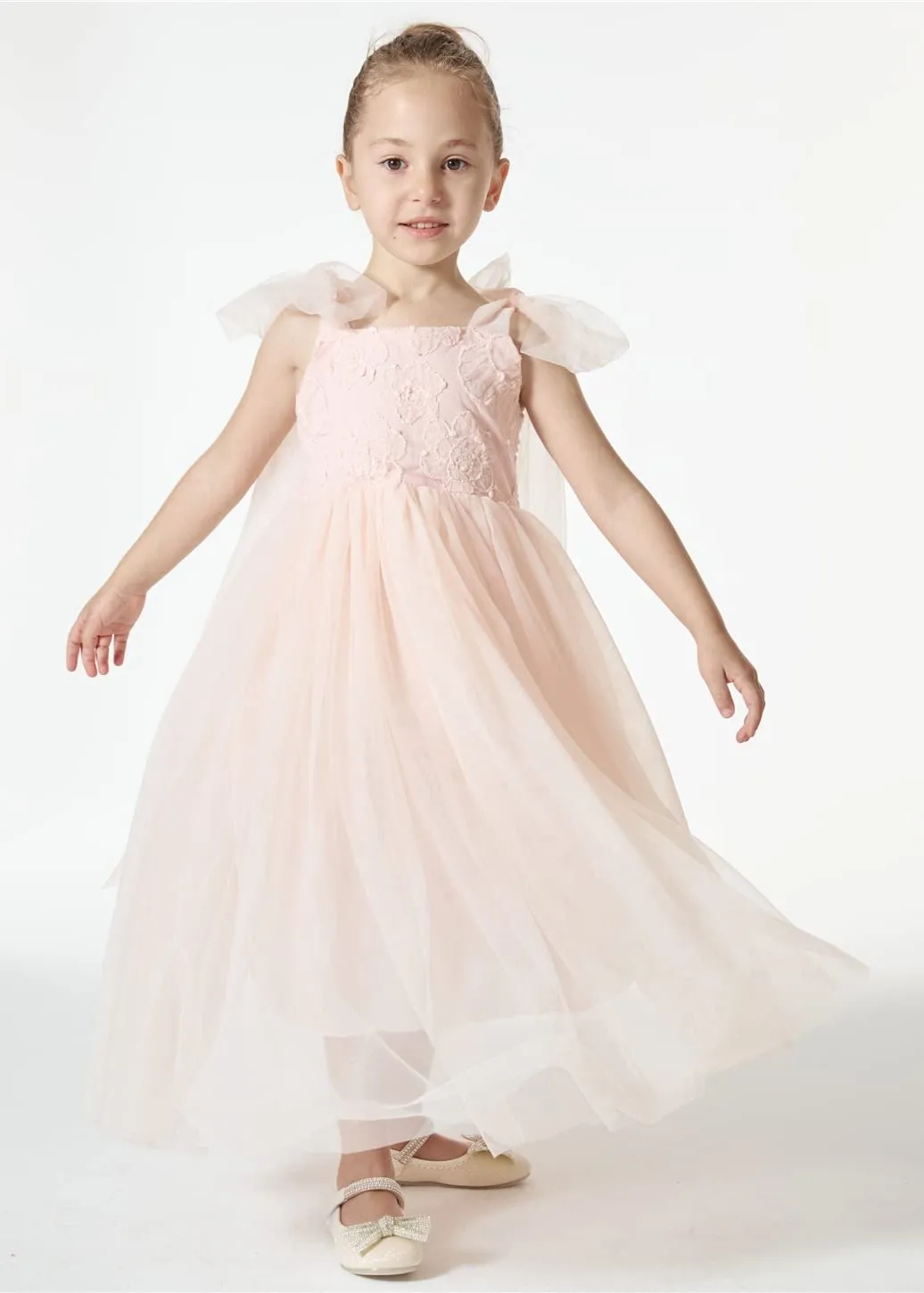 Lily Adjustable Strap Girl Dress in Pink