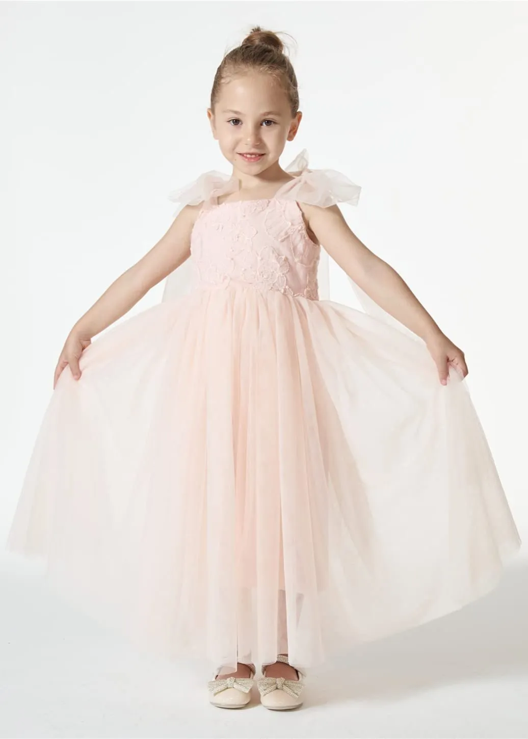 Lily Adjustable Strap Girl Dress in Pink