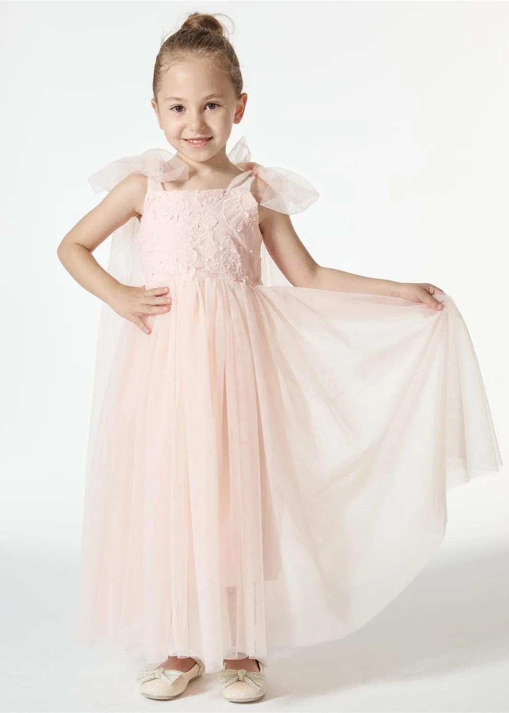 Lily Adjustable Strap Girl Dress in Pink