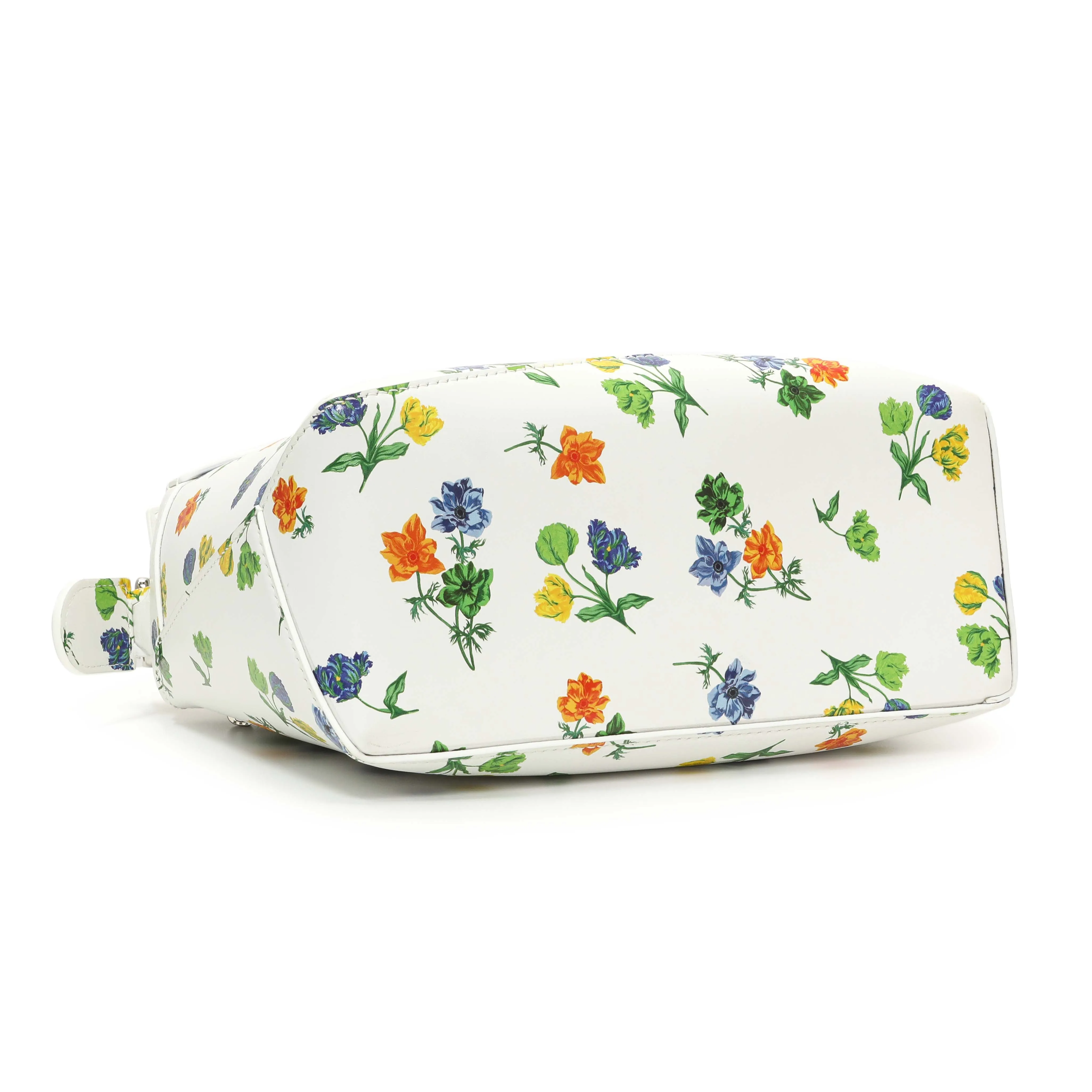 Loewe White Flower Print Calfskin Small Puzzle Edge Bag