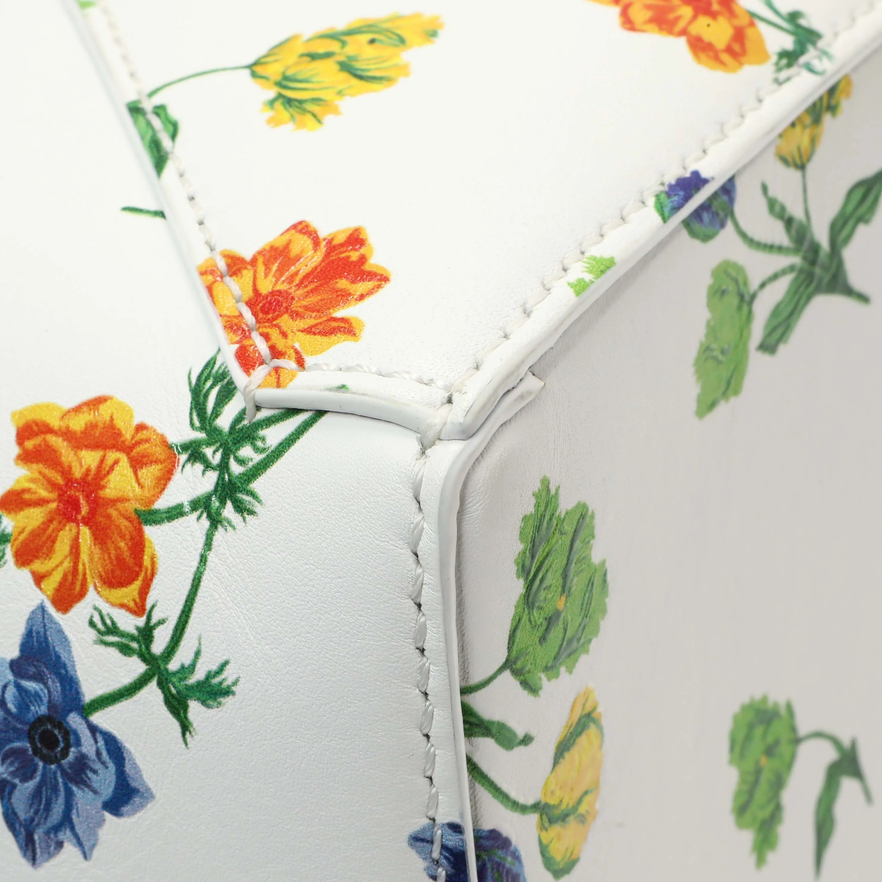 Loewe White Flower Print Calfskin Small Puzzle Edge Bag