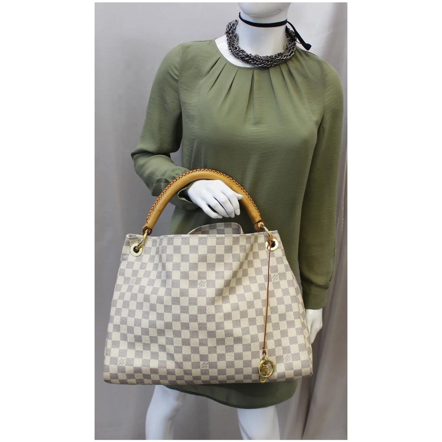 LOUIS VUITTON Artsy MM Damier Azur Shoulder Bag White