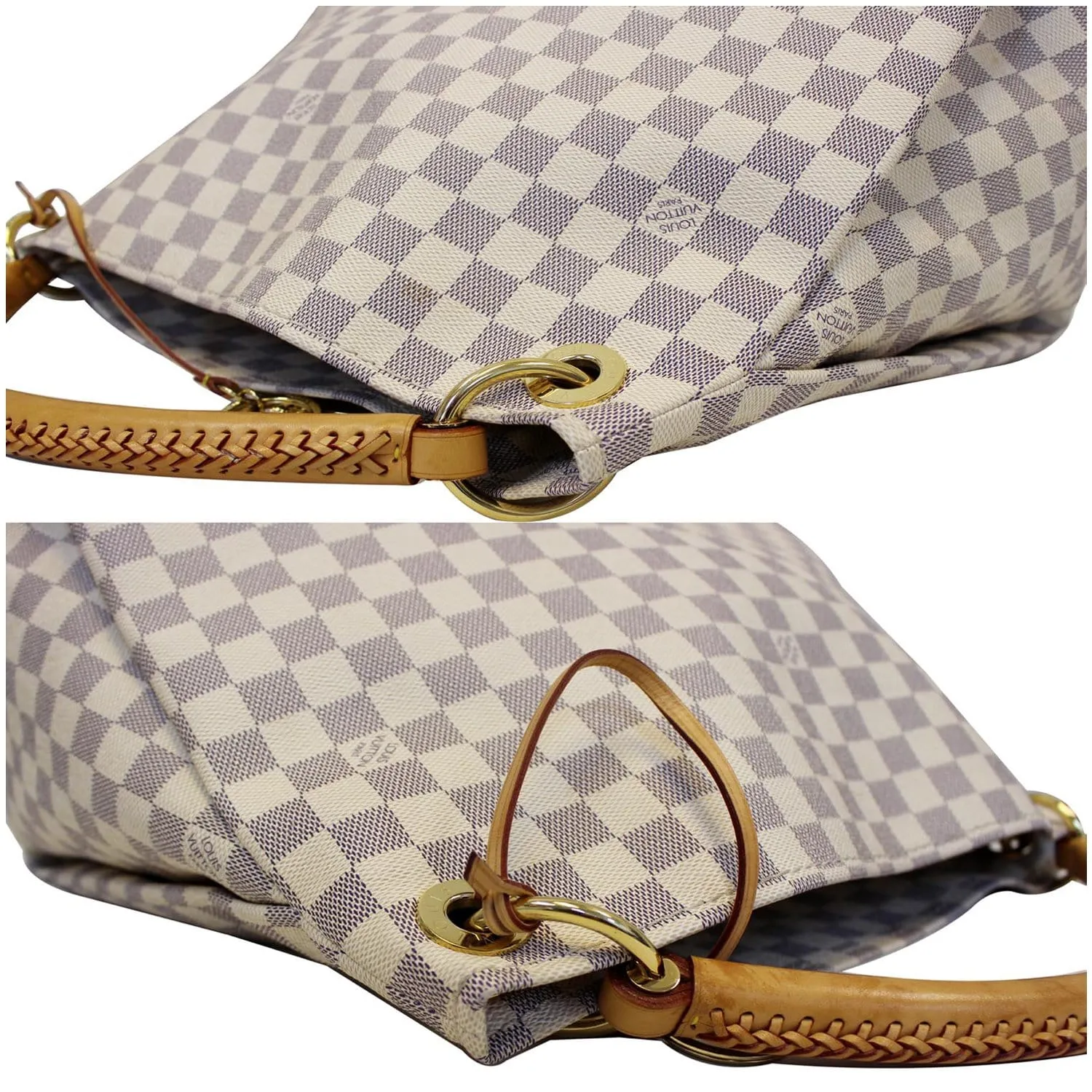 LOUIS VUITTON Artsy MM Damier Azur Shoulder Bag White
