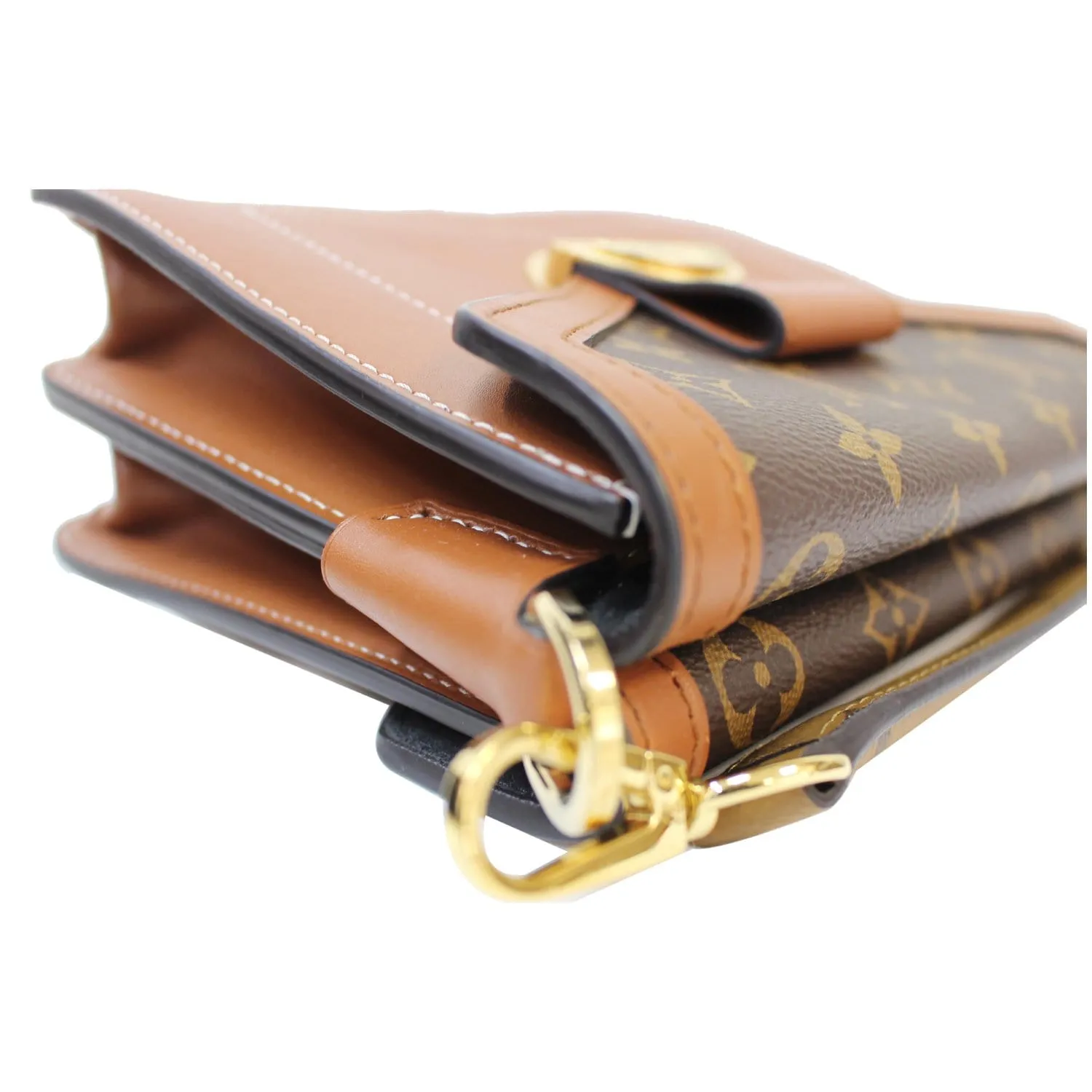 LOUIS VUITTON Biface Calfskin Monogram Canvas Shoulder Bag Brown