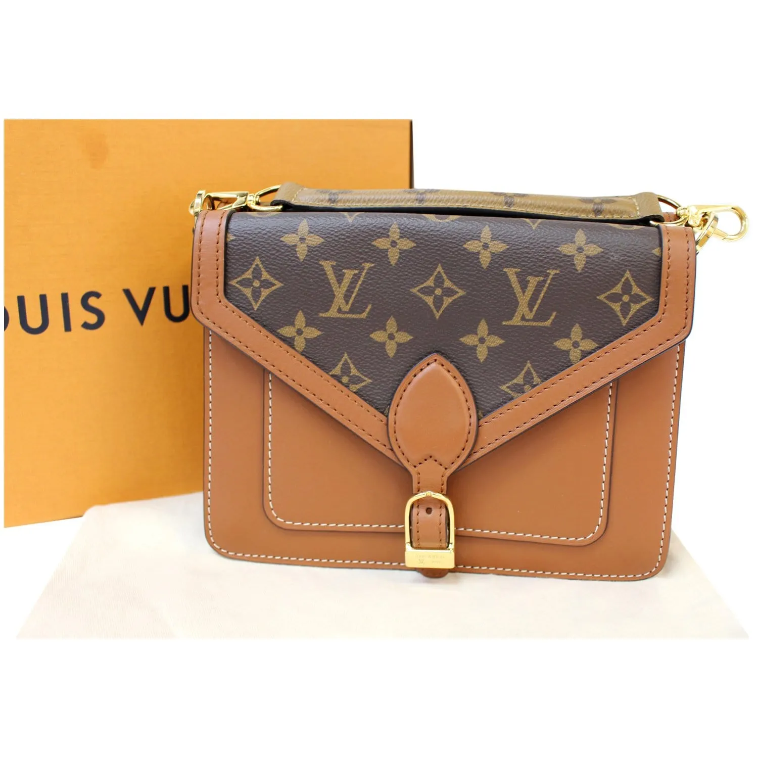 LOUIS VUITTON Biface Calfskin Monogram Canvas Shoulder Bag Brown