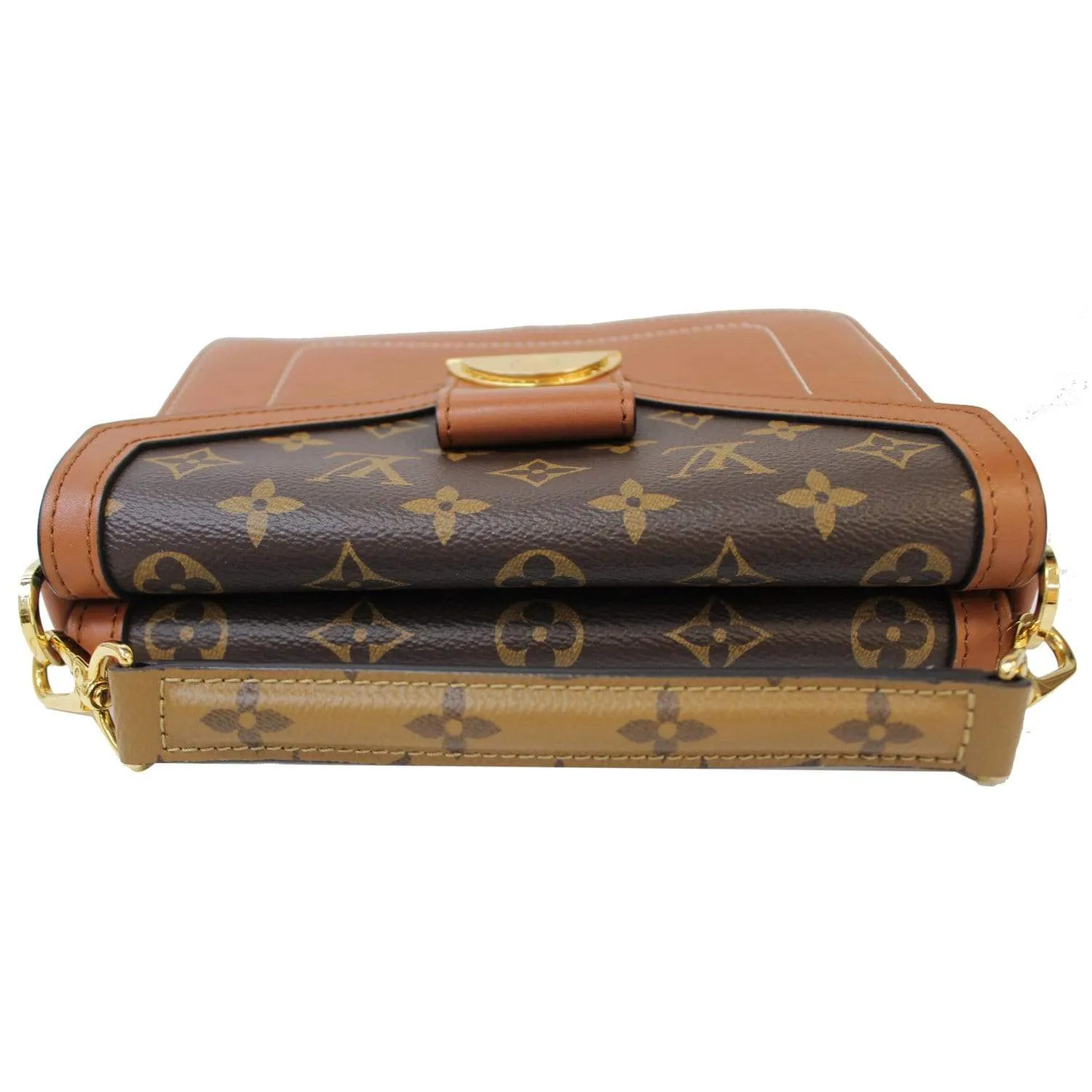 LOUIS VUITTON Biface Calfskin Monogram Canvas Shoulder Bag Brown