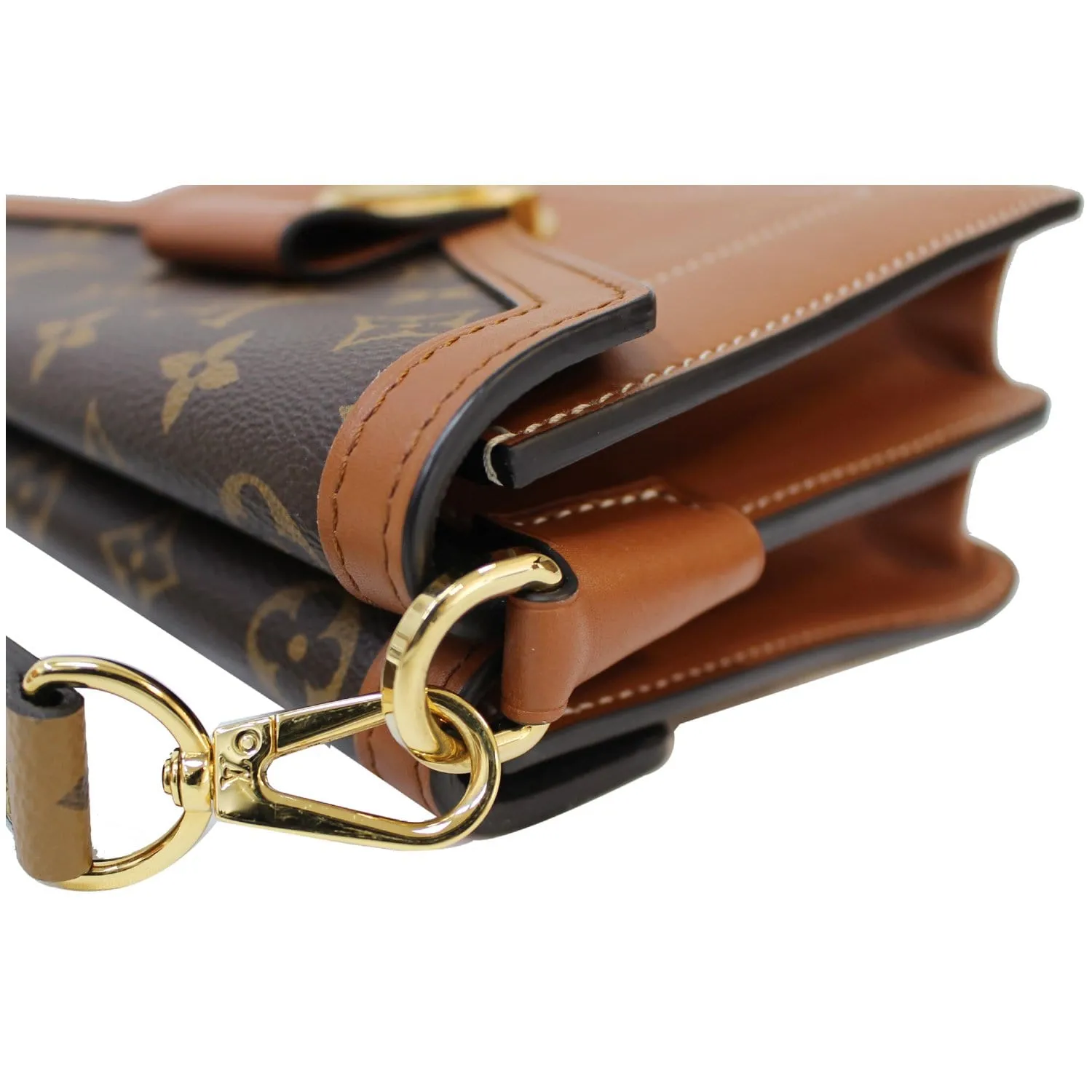 LOUIS VUITTON Biface Calfskin Monogram Canvas Shoulder Bag Brown