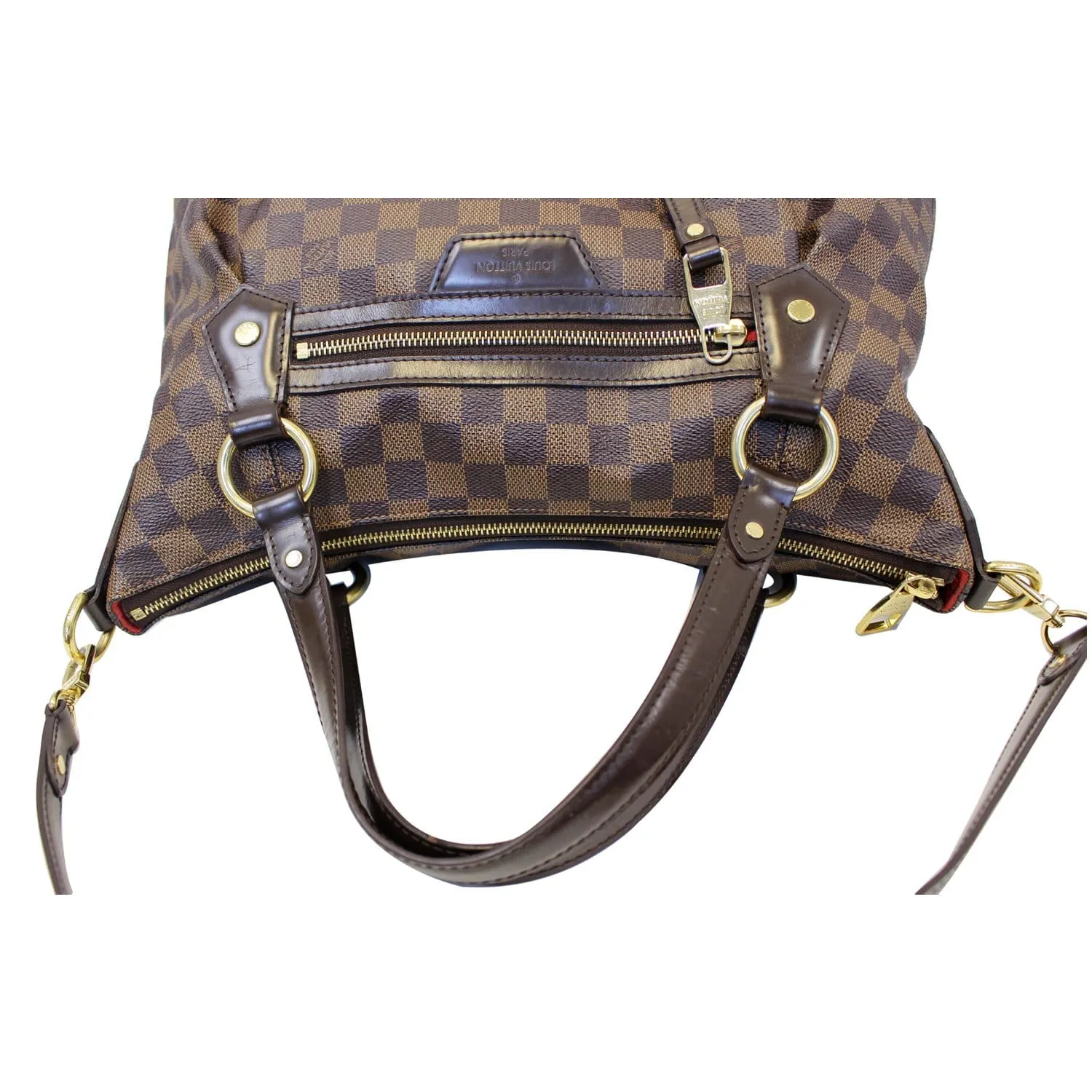 LOUIS VUITTON Evora MM Damier Ebene Tote Shoulder Bag Brown