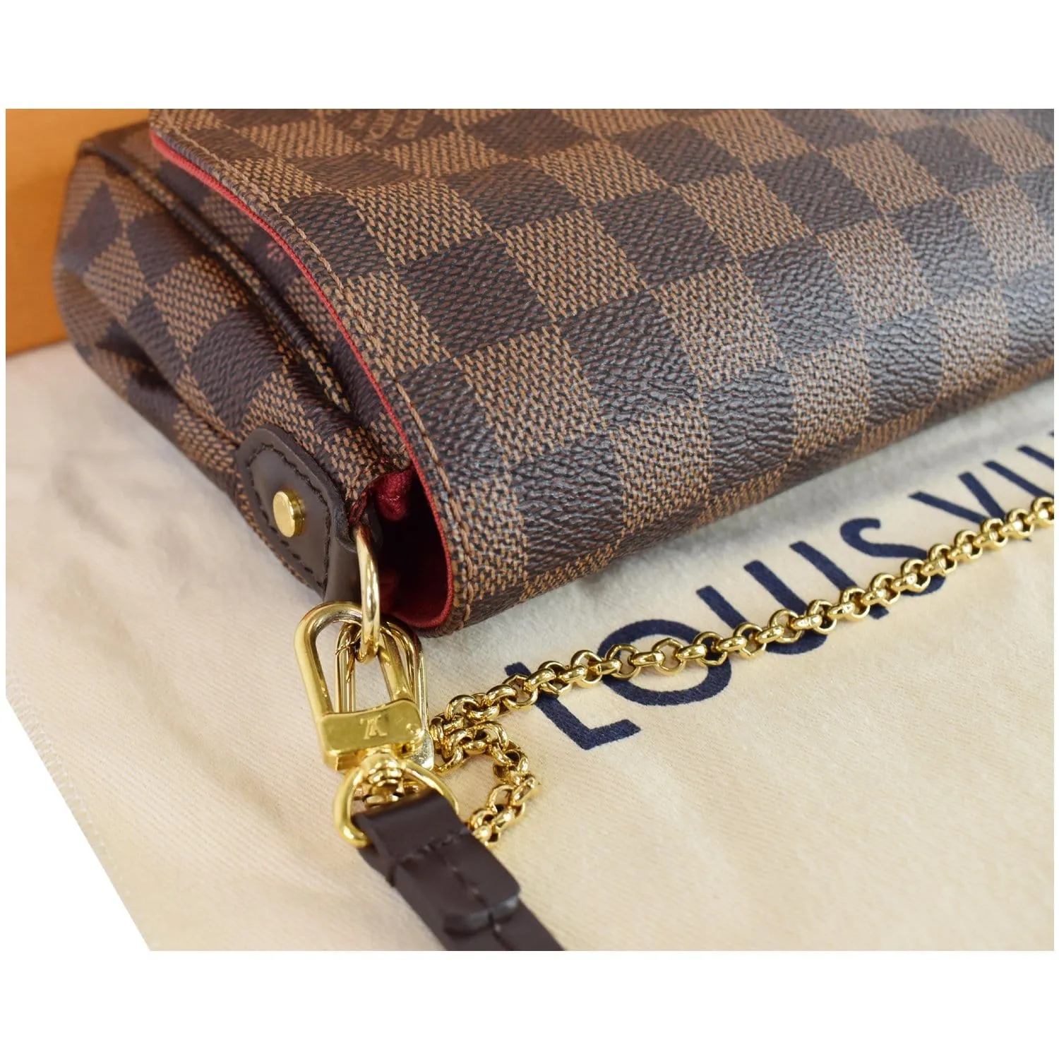 LOUIS VUITTON Favorite MM Damier Ebene Crossbody Bag Brown