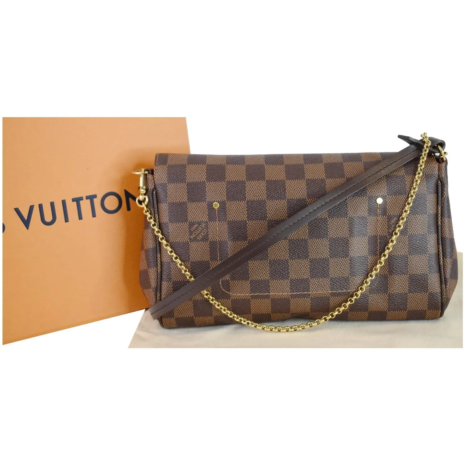 LOUIS VUITTON Favorite MM Damier Ebene Crossbody Bag Brown