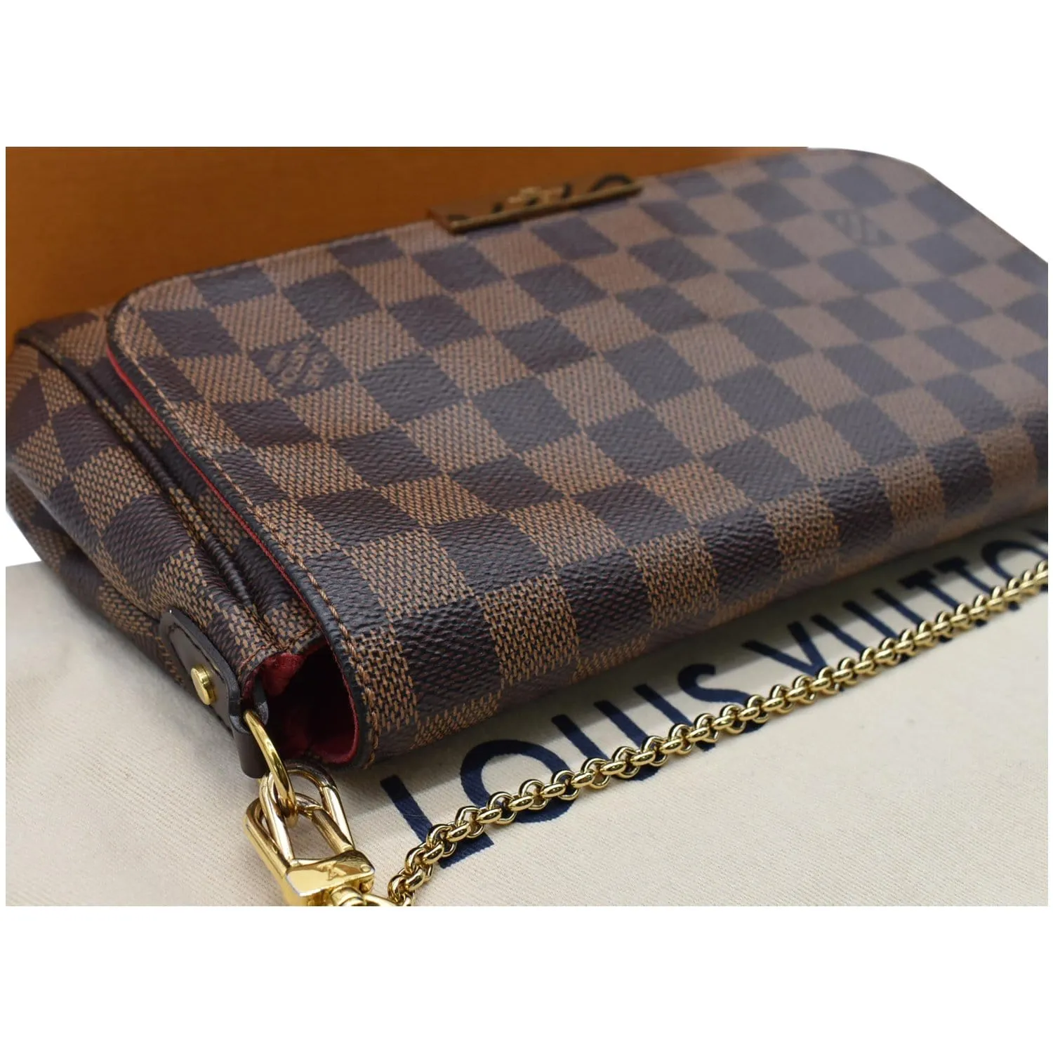 LOUIS VUITTON Favorite MM Damier Ebene Crossbody Bag Brown