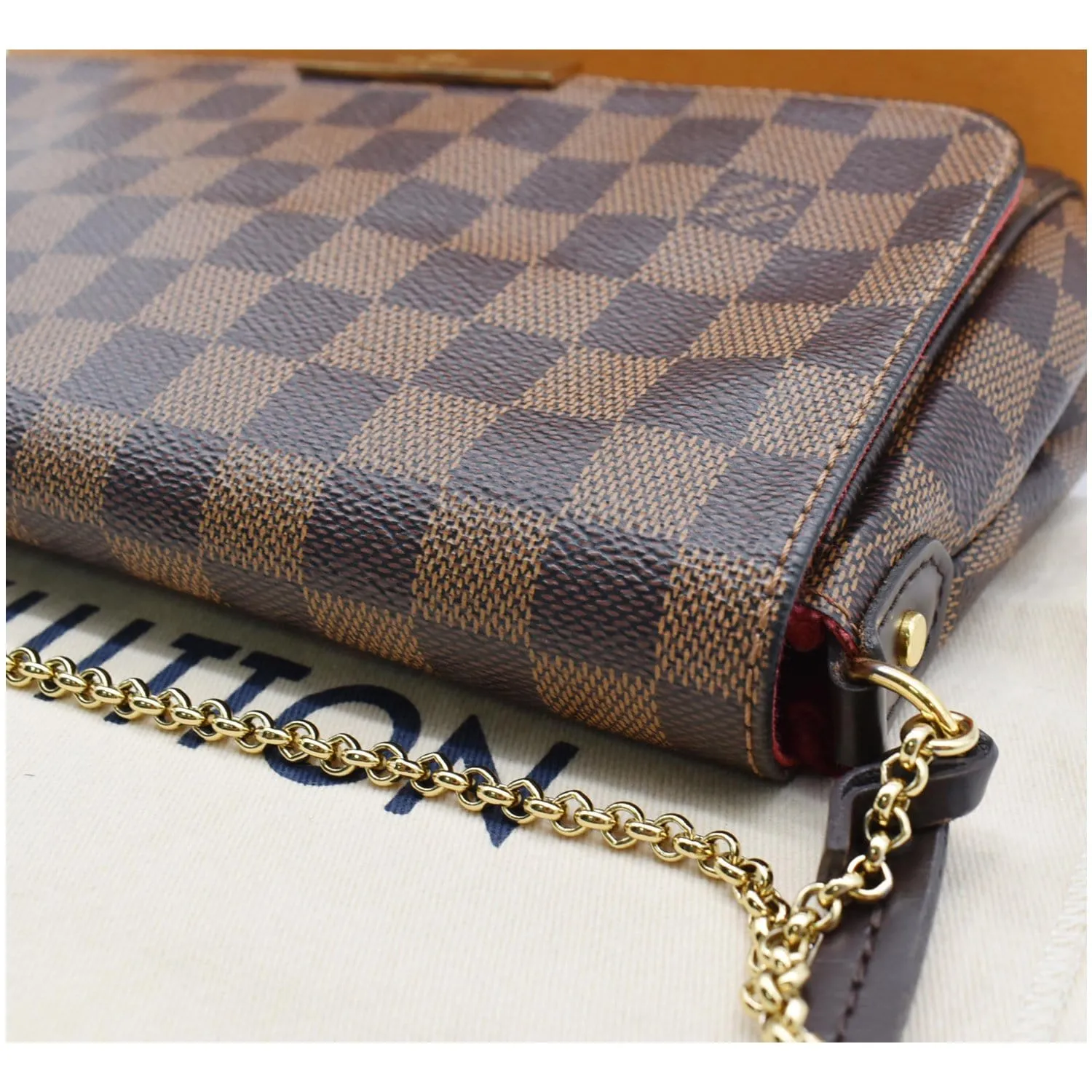 LOUIS VUITTON Favorite MM Damier Ebene Crossbody Bag Brown