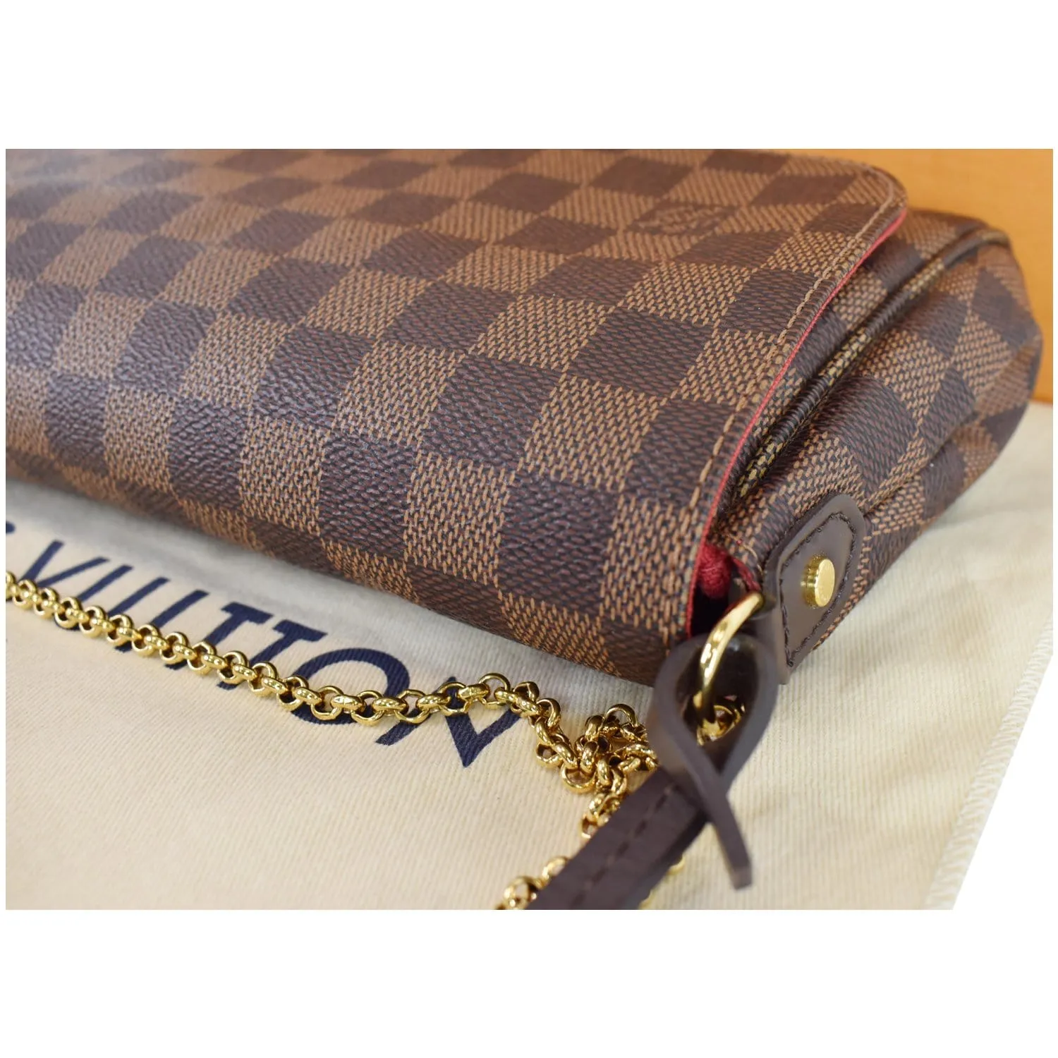 LOUIS VUITTON Favorite MM Damier Ebene Crossbody Bag Brown