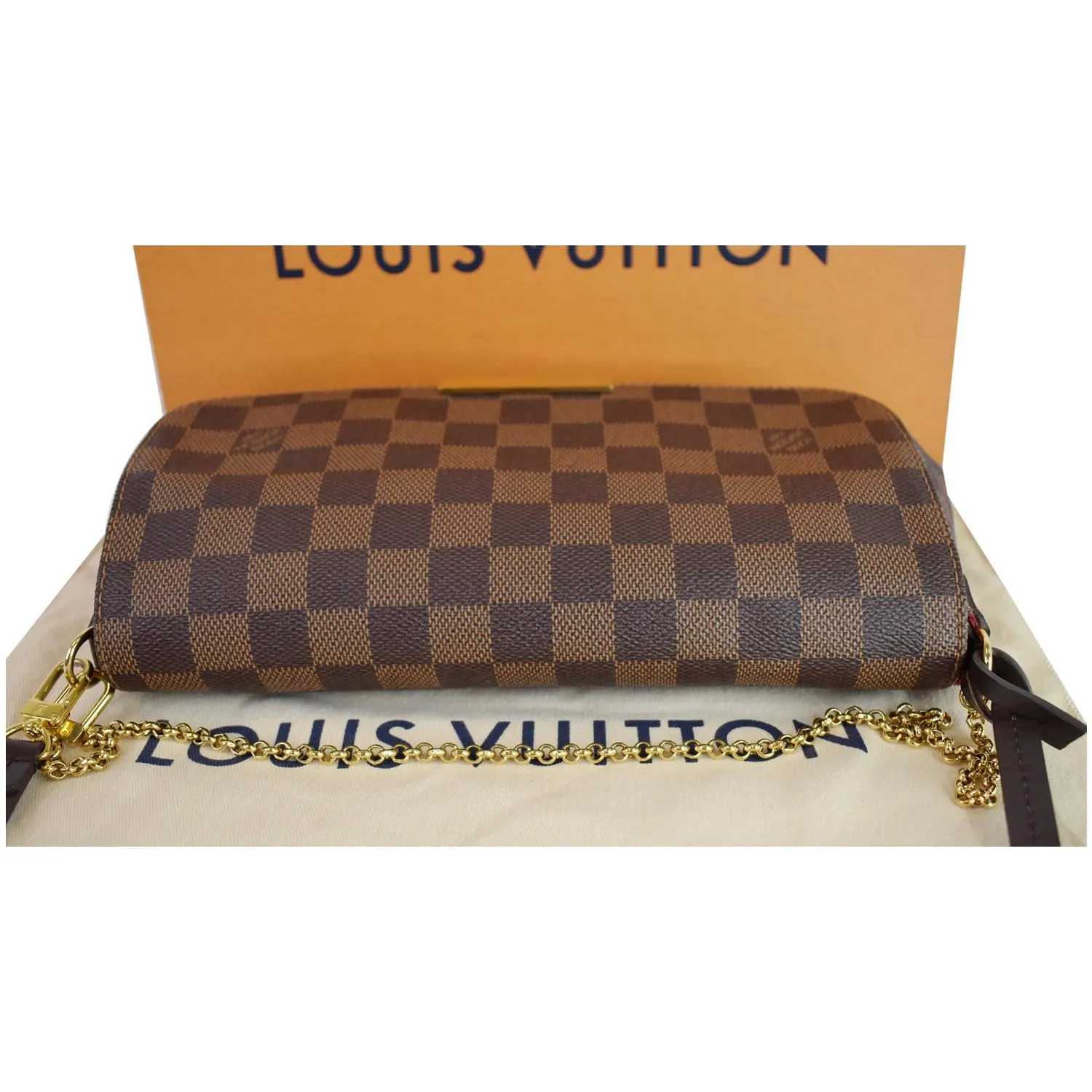 LOUIS VUITTON Favorite MM Damier Ebene Crossbody Bag Brown