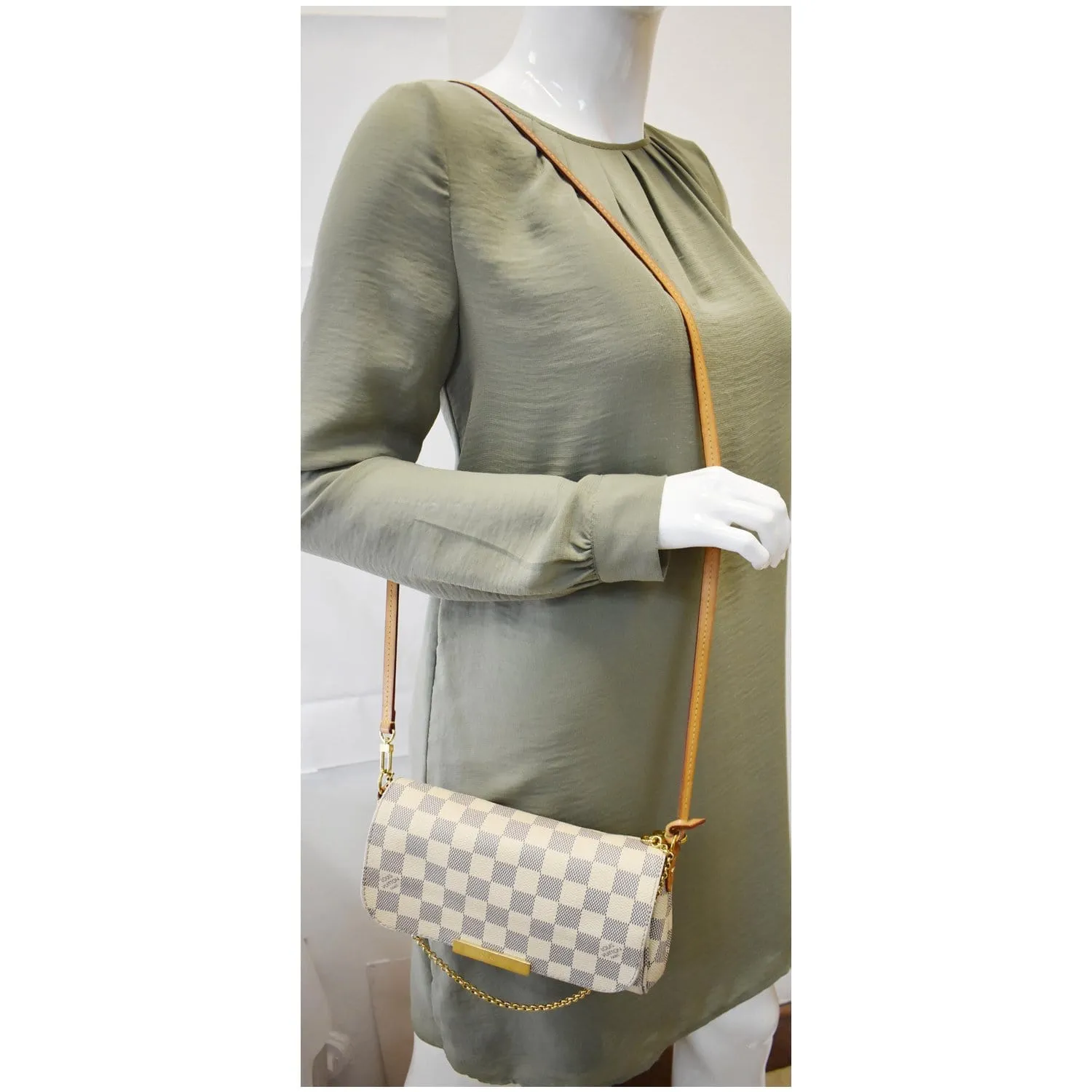 LOUIS VUITTON Favorite PM Damier Azur Crossbody Bag White