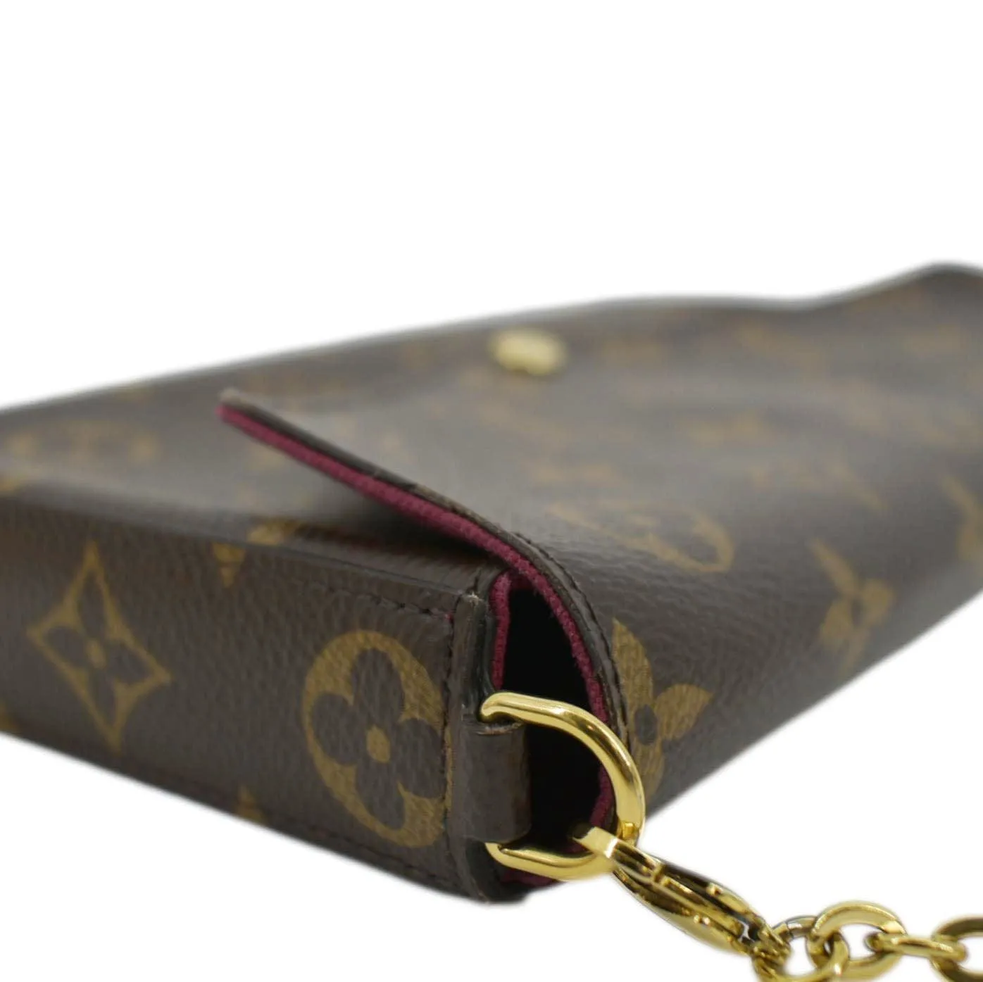 LOUIS VUITTON Felicie Monogram Canvas Pochette Crossbody Bag Brown