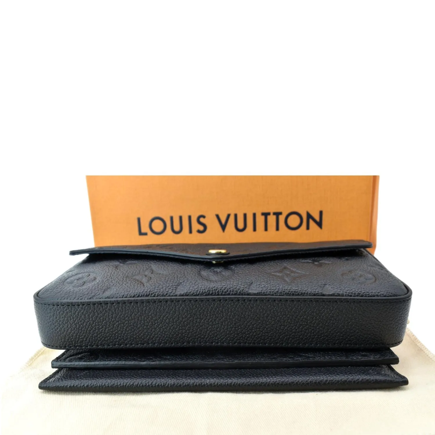 LOUIS VUITTON Felicie Monogram Empreinte Chain Pochette Crossbody Bag Black