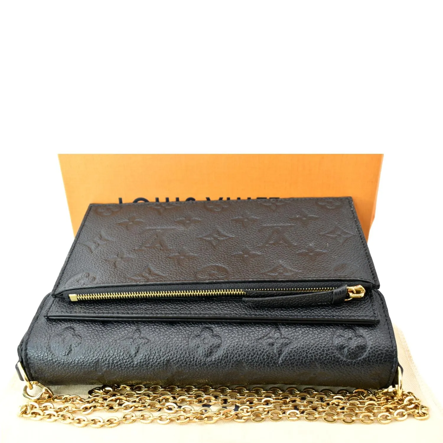 LOUIS VUITTON Felicie Monogram Empreinte Chain Pochette Crossbody Bag Black