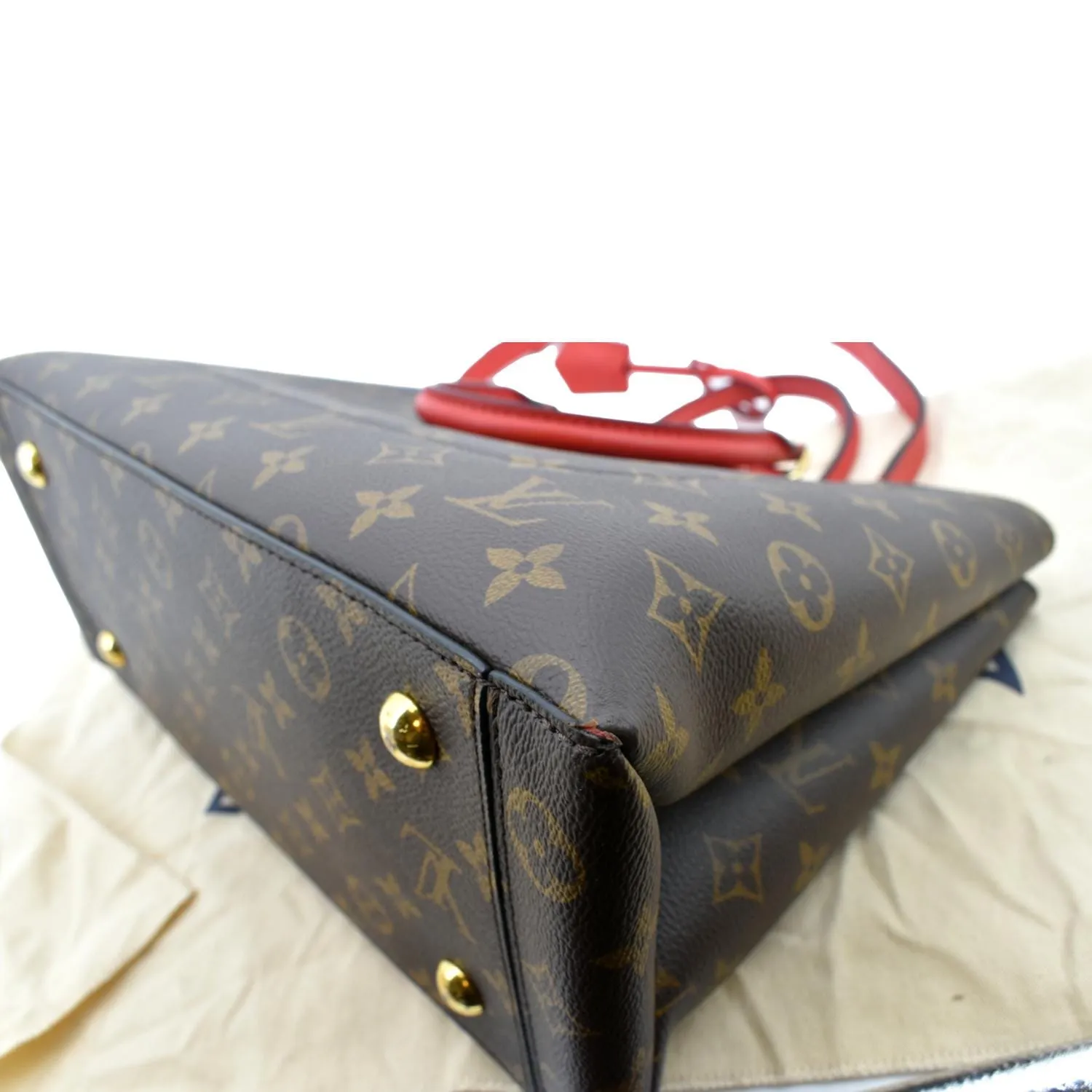 LOUIS VUITTON Flower Monogram Canvas Tote Shoulder Bag Cerise